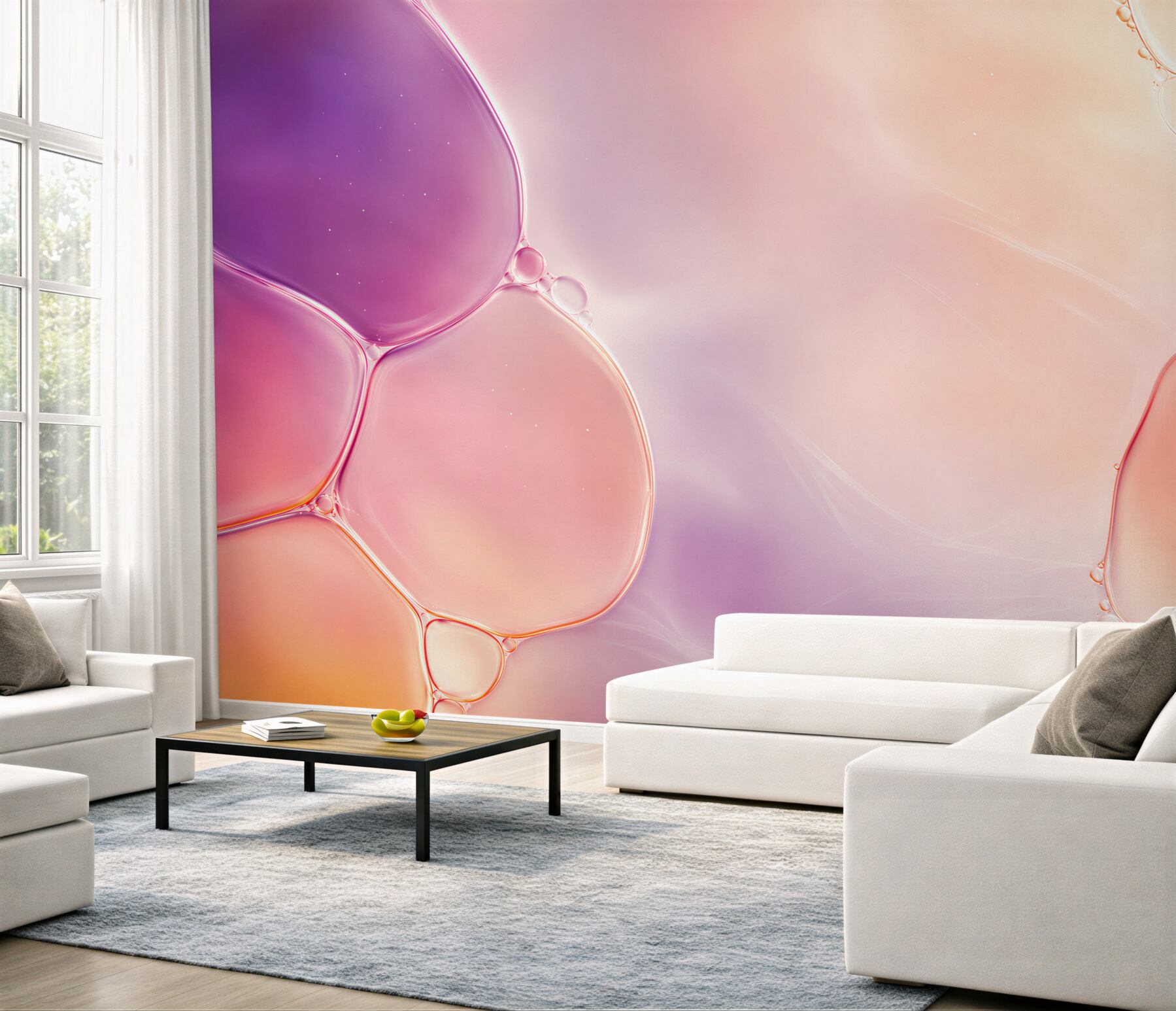 Fototapeta abstrakcyjne bąble w pastelowym różu i fiolecie nowoczesna?v23