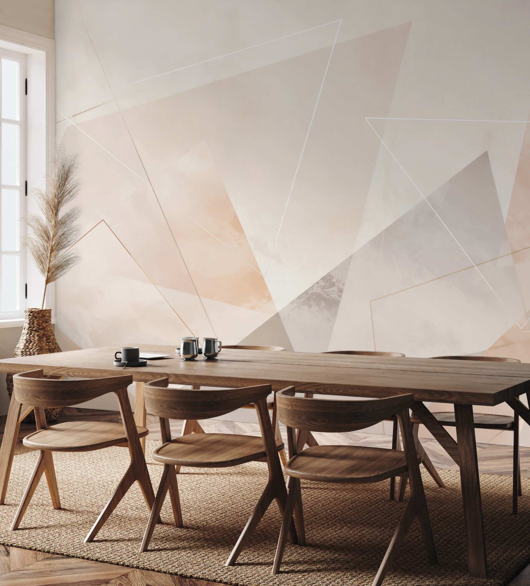 Fototapeta geometryczne trójkąty beżowe abstrakcyjne do nowoczesnego wnętrza?v23