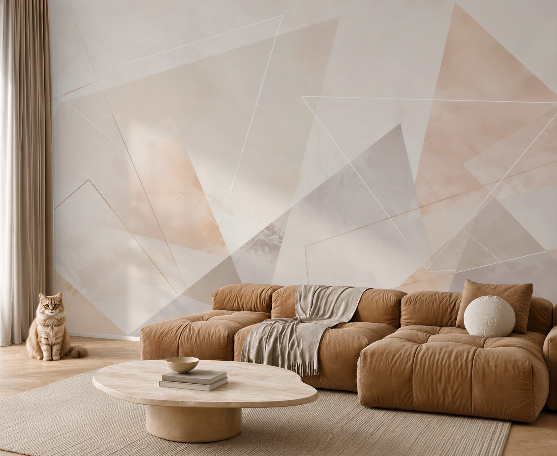 Fototapeta geometryczne trójkąty beżowe abstrakcyjne do nowoczesnego wnętrza?v23
