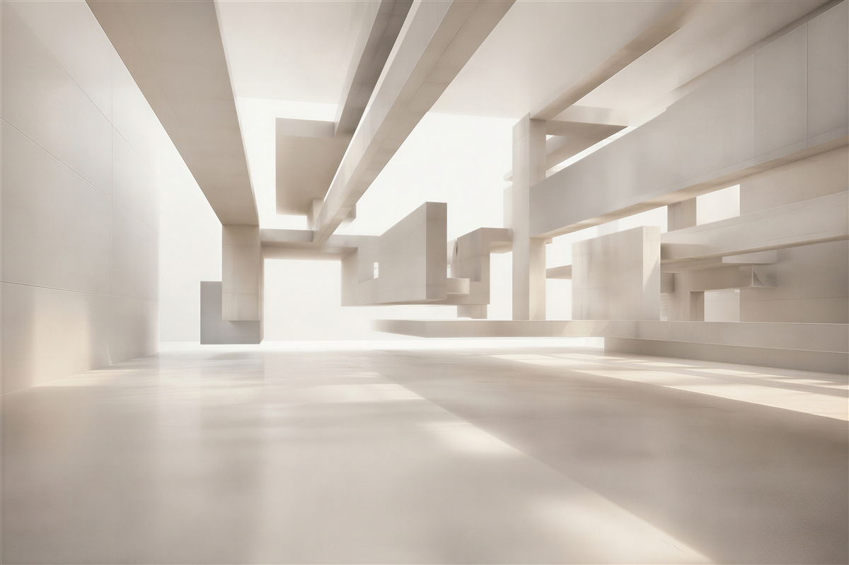 Fototapeta abstrakcyjna architektura 3D beżowa nowoczesna do biura