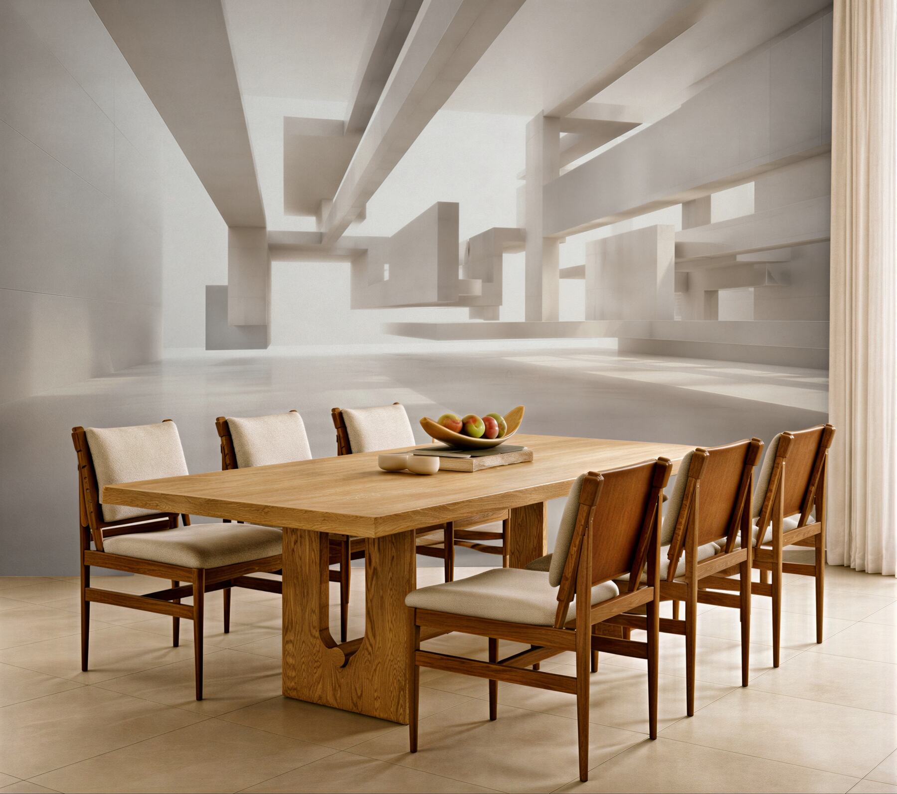Fototapeta abstrakcyjna architektura 3D beżowa nowoczesna do biura?v23