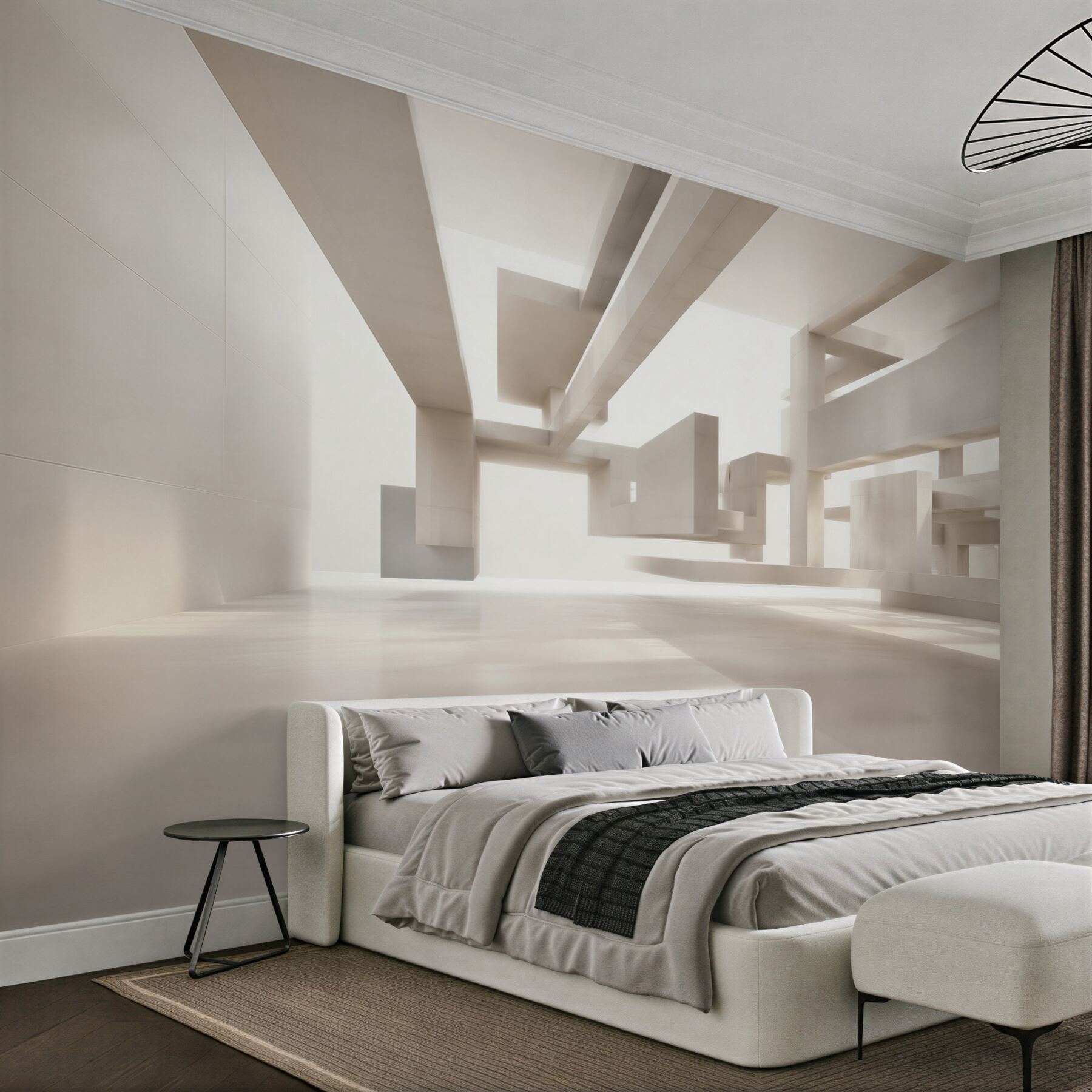 Fototapeta abstrakcyjna architektura 3D beżowa nowoczesna do biura?v23