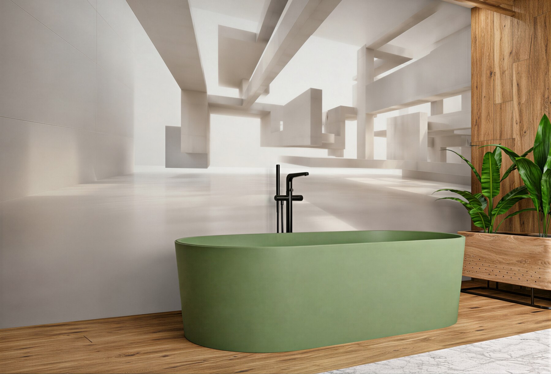 Fototapeta abstrakcyjna architektura 3D beżowa nowoczesna do biura?v23