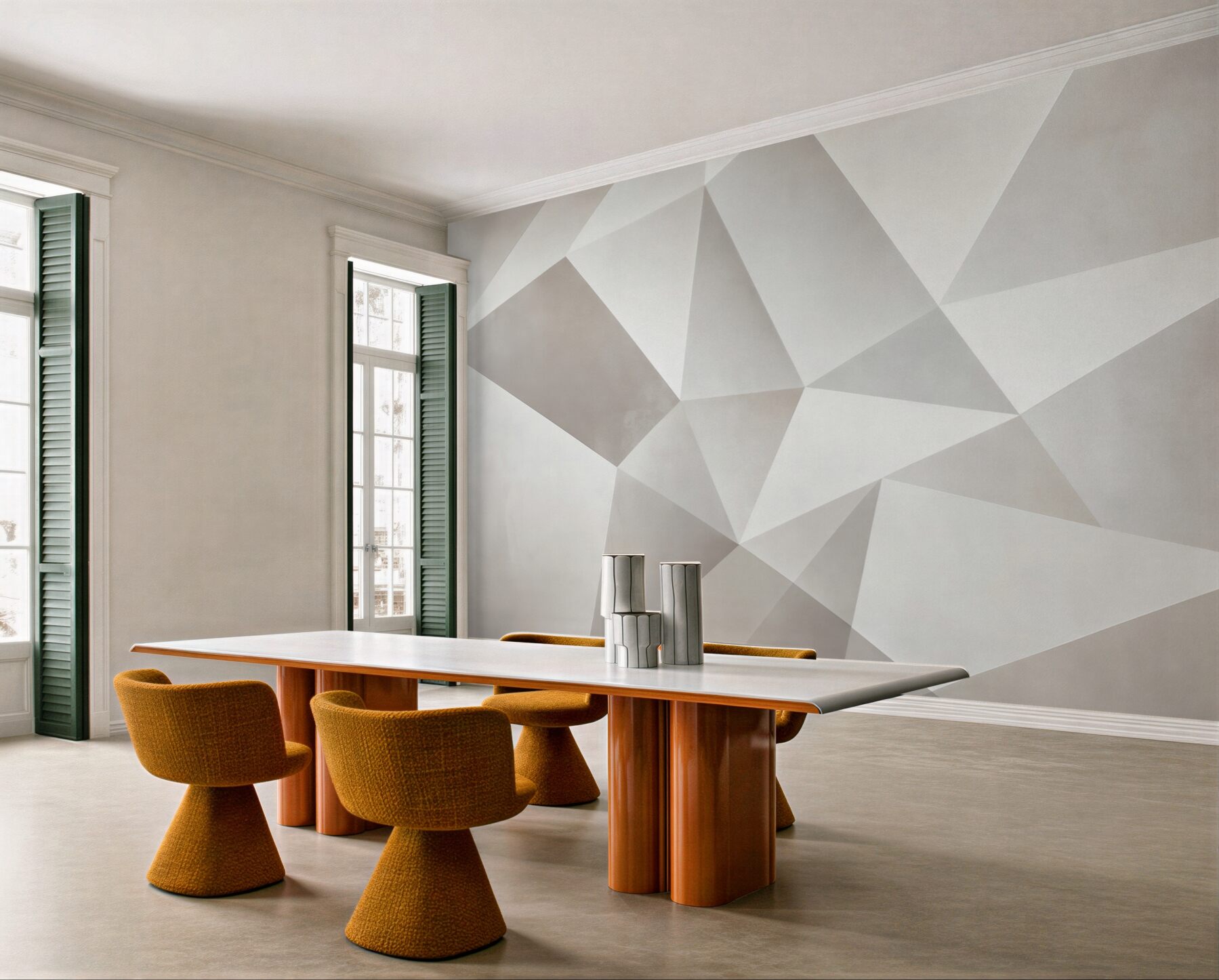 Fototapeta geometryczne trójkąty beżowe nowoczesna abstrakcja 3D?v23
