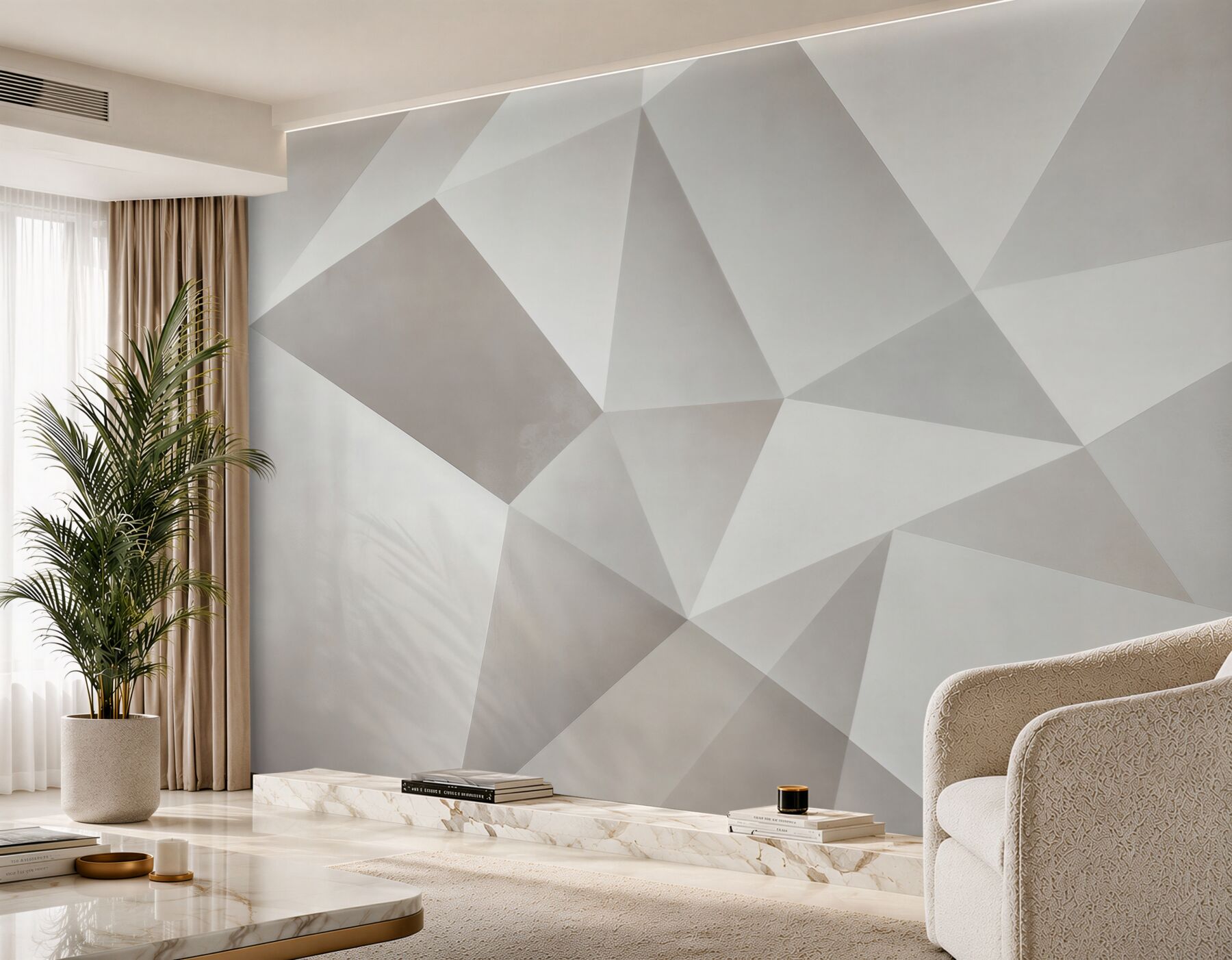 Fototapeta geometryczne trójkąty beżowe nowoczesna abstrakcja 3D?v23