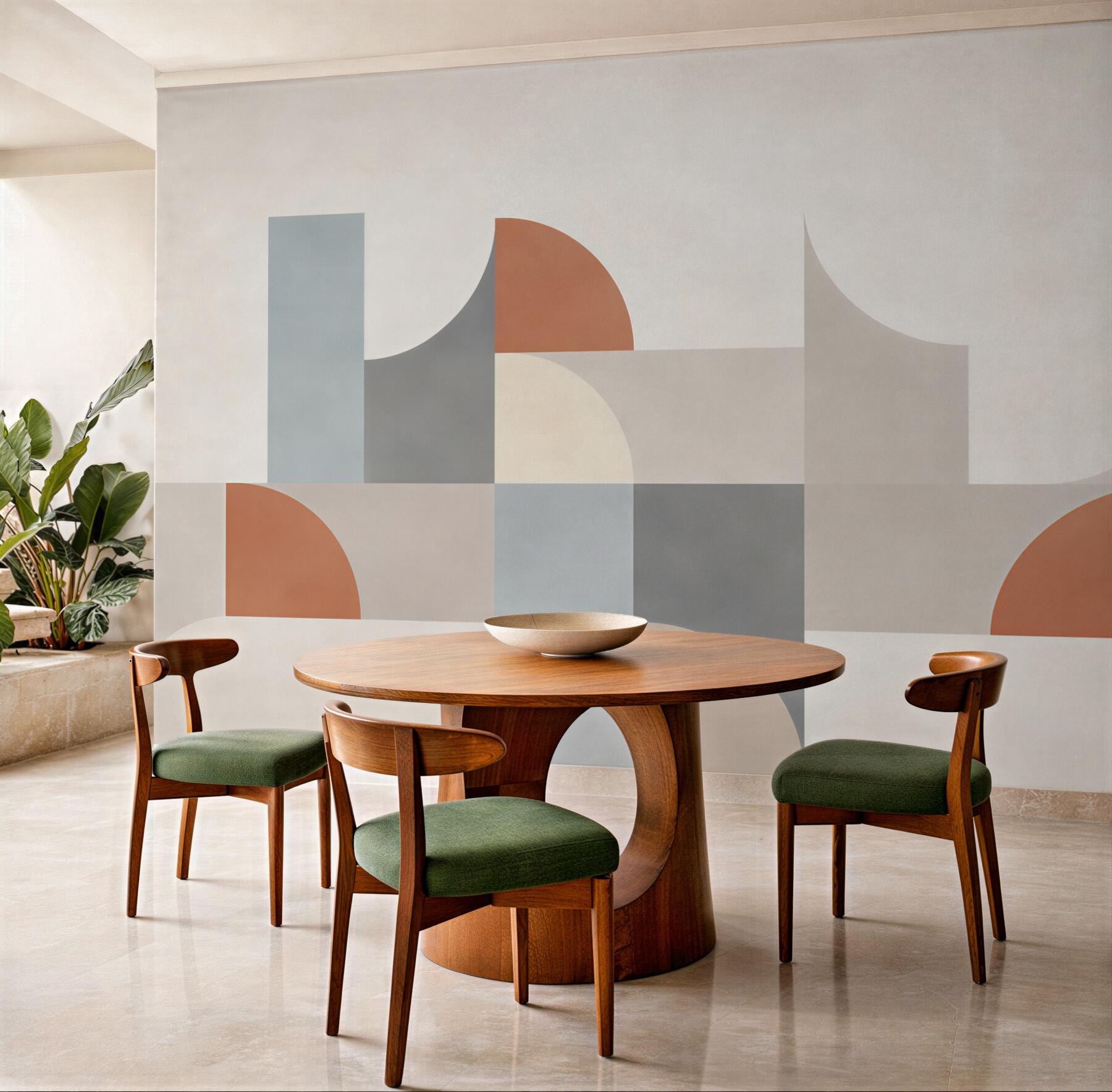 Fototapeta geometryczna abstrakcja beżowa z terakotą i błękitem?v23