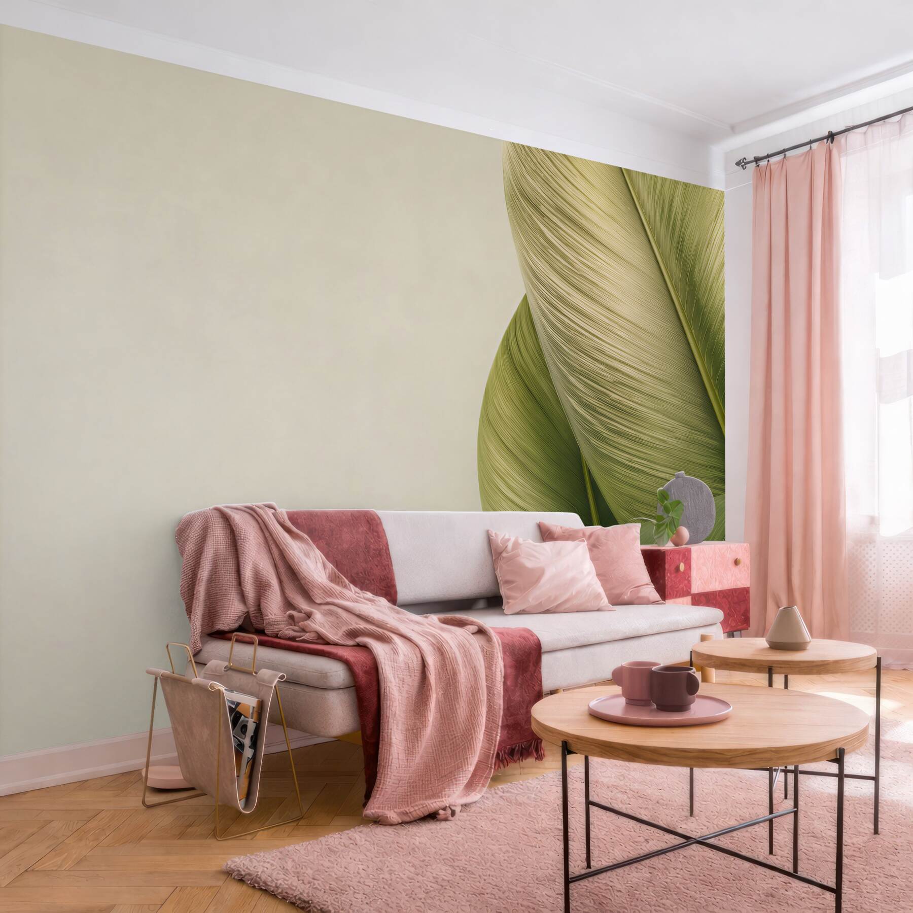 Fototapeta zielone liście tropikalne w zbliżeniu minimalistyczna?v23