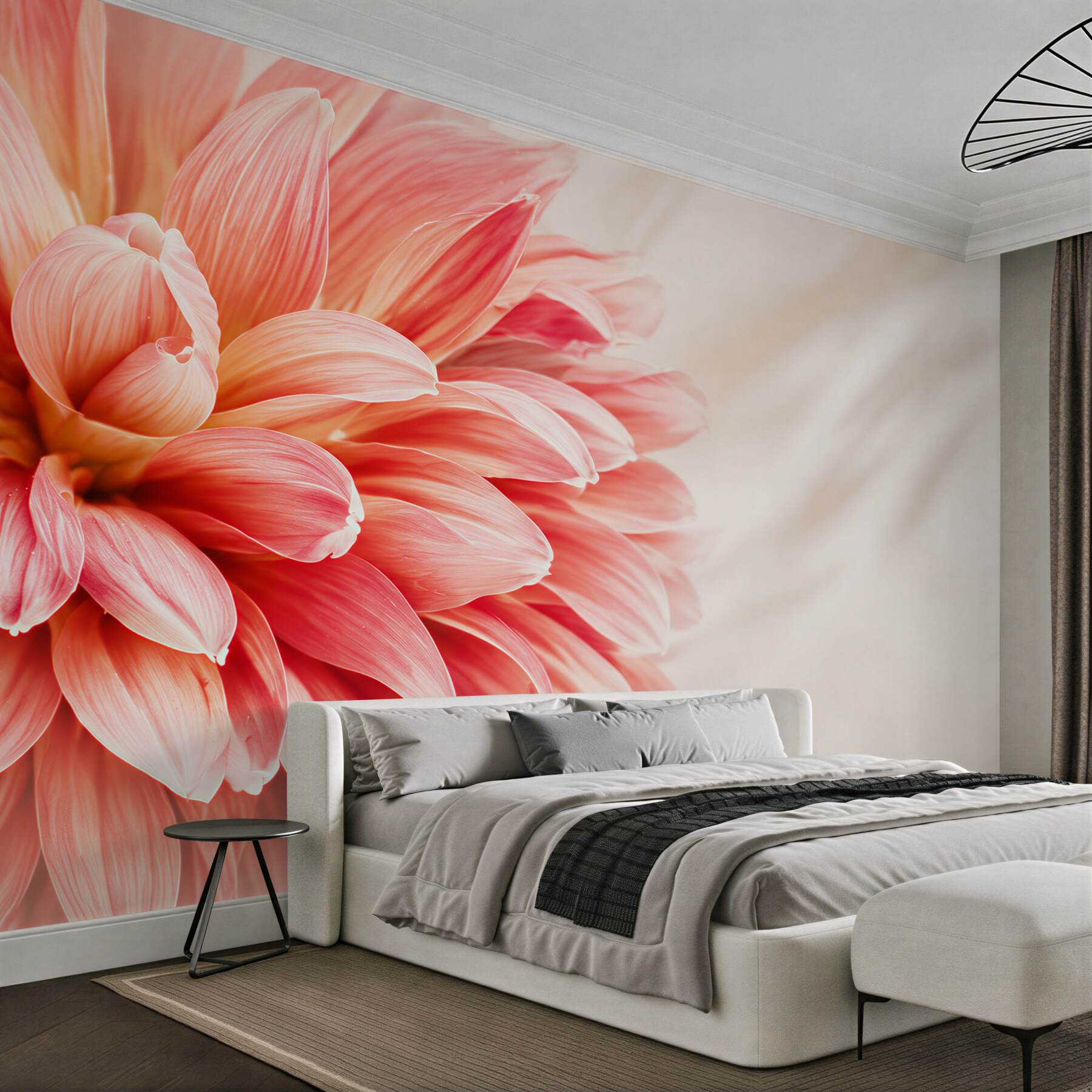 Fototapeta kwiat dalii koralowy makro na jasnym tle elegancka?v23