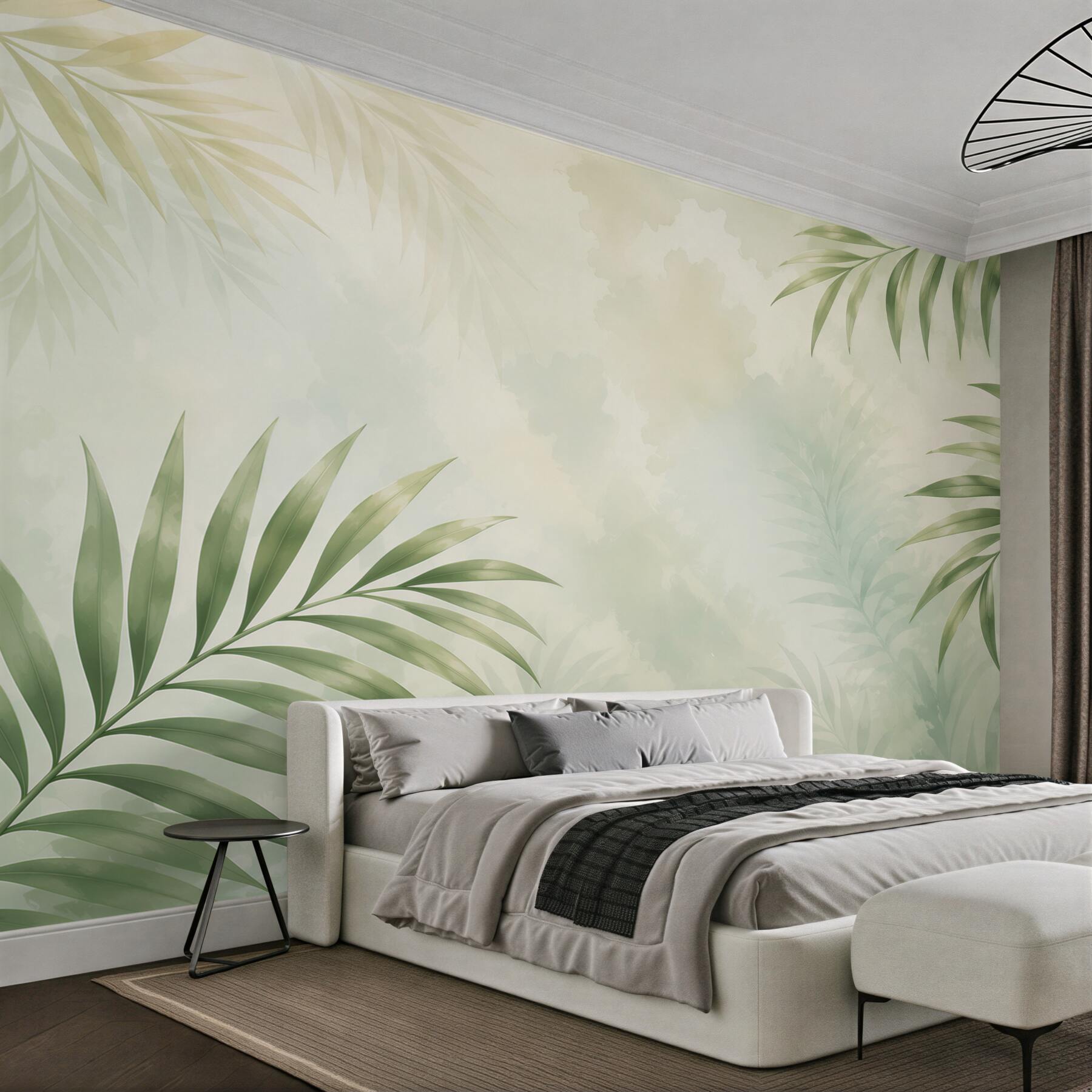 Fototapeta liście palmowe zielone w subtelnym stylu tropikalnym?v23