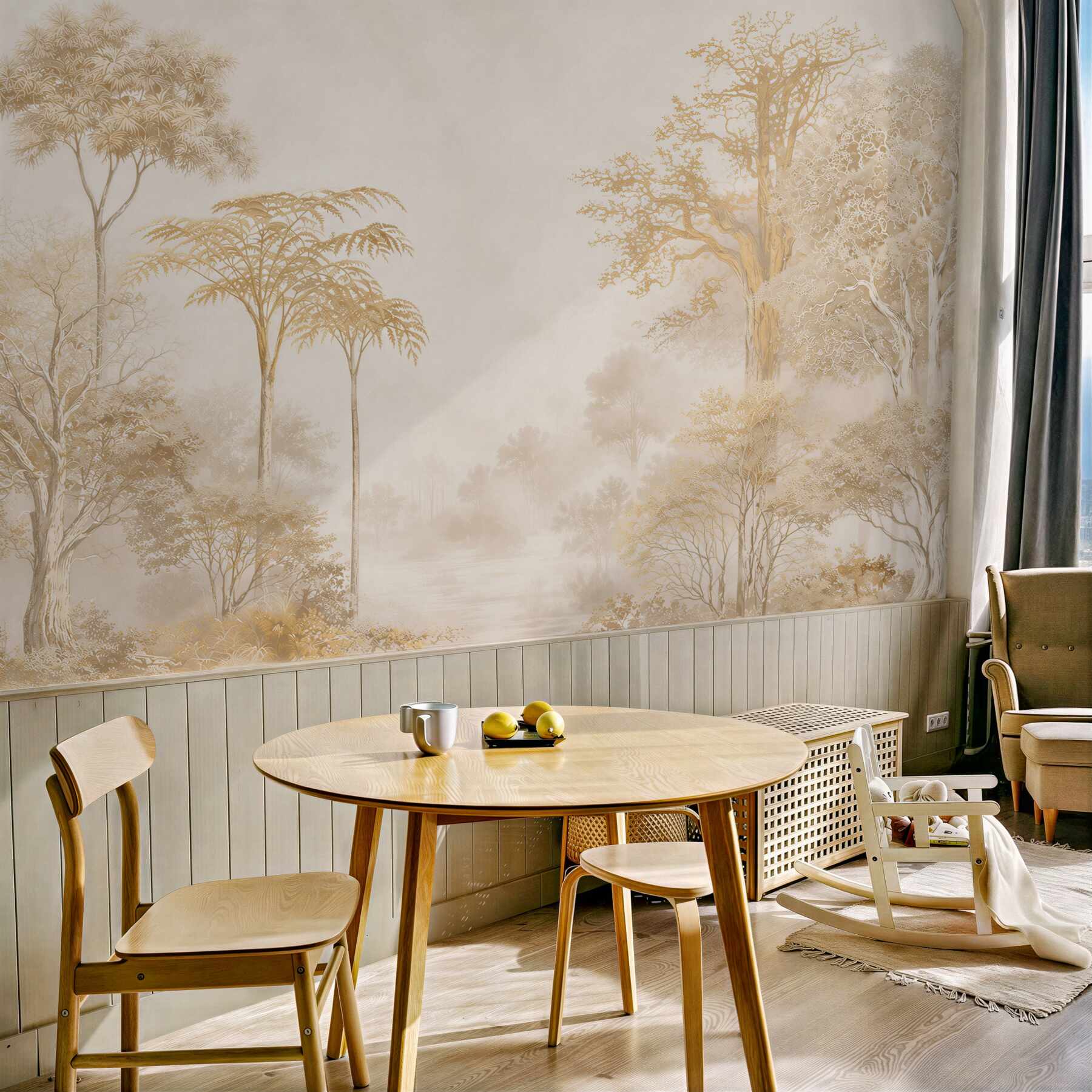 Fototapeta leśny pejzaż w beżowych tonach spokojna i elegancka?v23