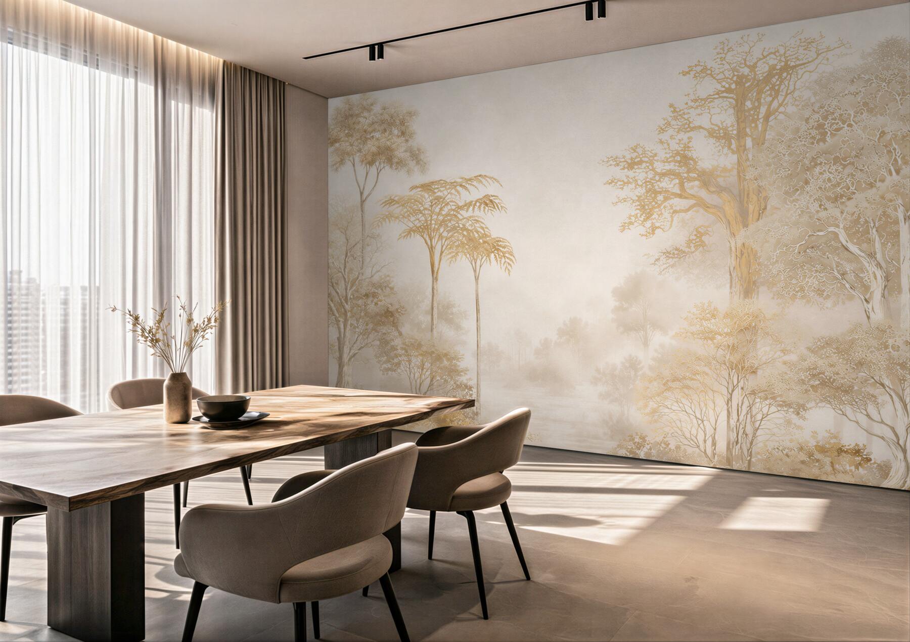 Fototapeta leśny pejzaż w beżowych tonach spokojna i elegancka?v23