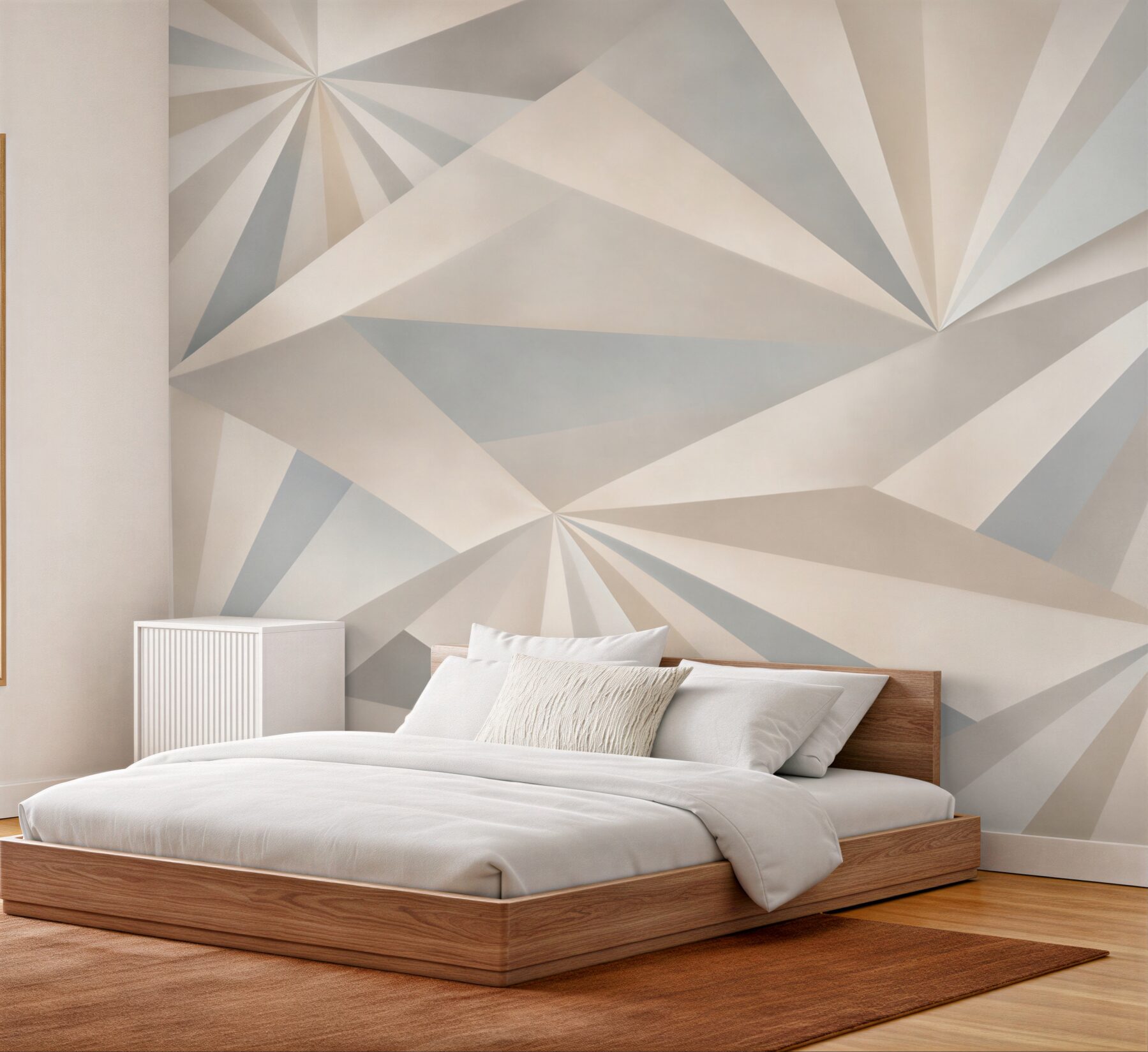 Fototapeta abstrakcja geometryczna szaro beżowa z promienistym wzorem 3D?v23