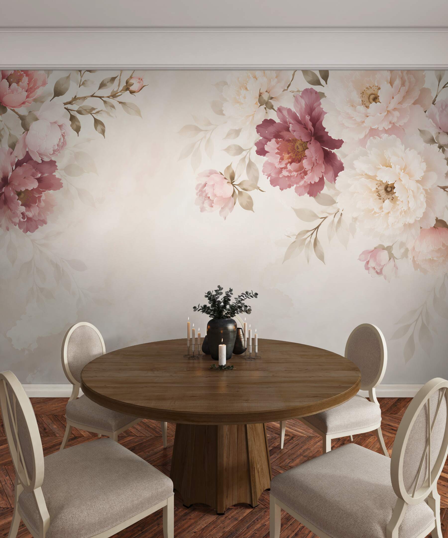 Fototapeta peonie pudrowy róż i krem romantyczne kwiaty na jasnym tle?v23