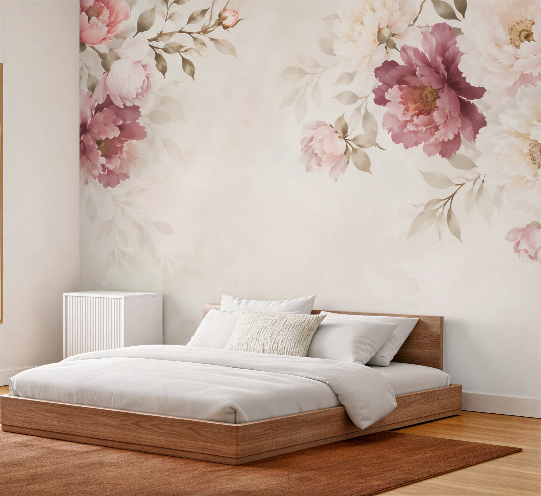 Fototapeta peonie pudrowy róż i krem romantyczne kwiaty na jasnym tle?v23