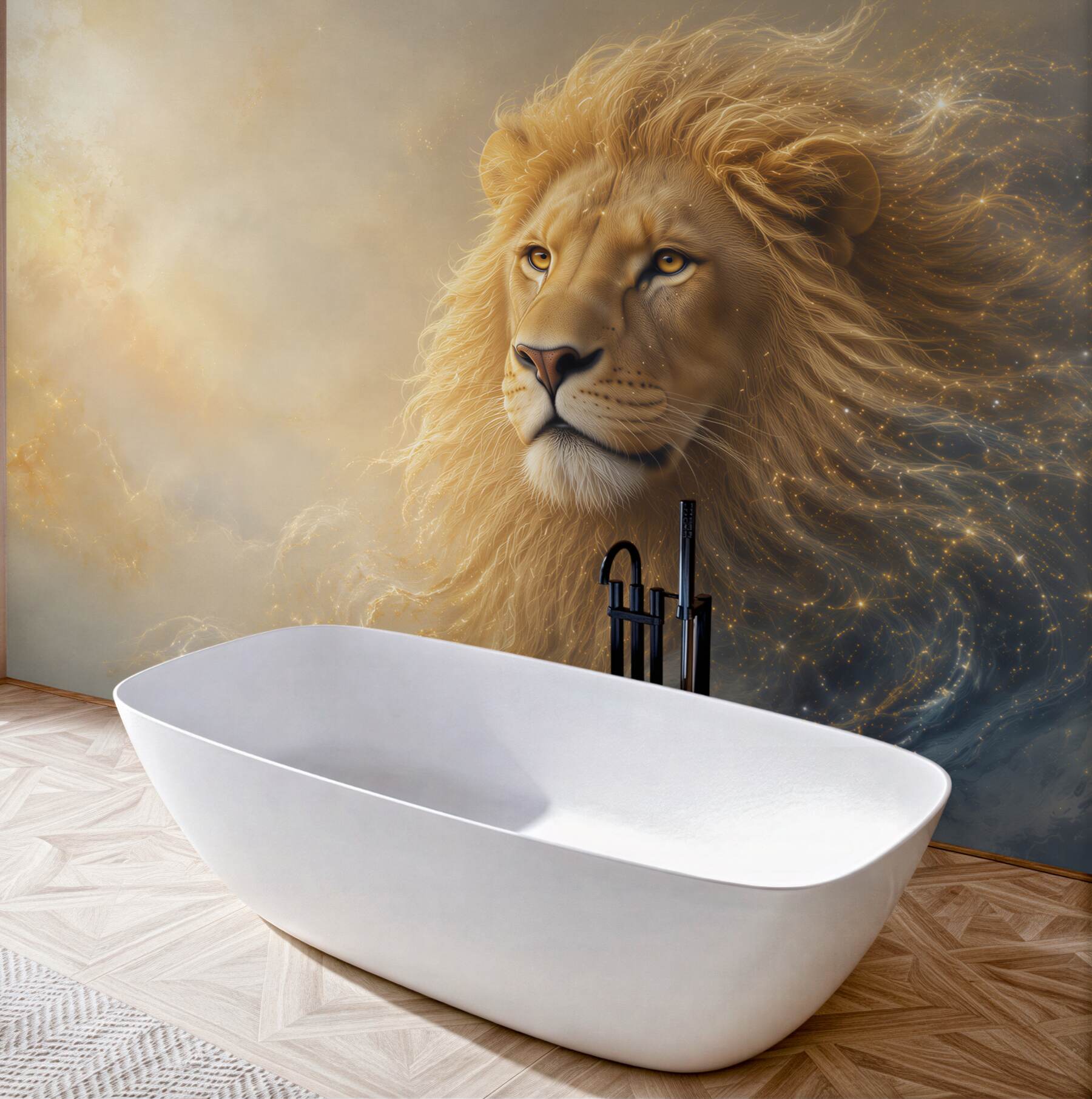 Fototapeta lew złoty mistyczny portret w świetlistej abstrakcji?v23