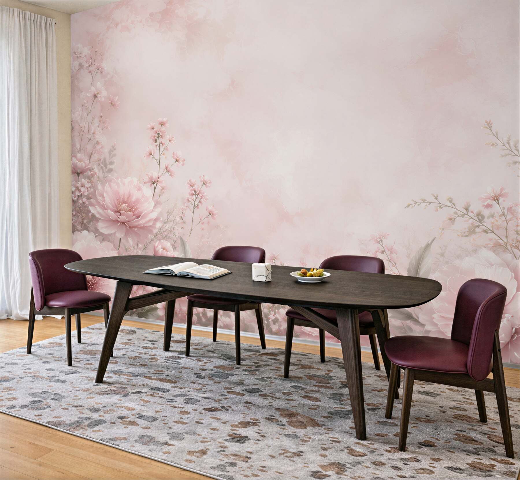 Fototapeta delikatne pudrowe kwiaty na jasnym tle elegancka do salonu?v23