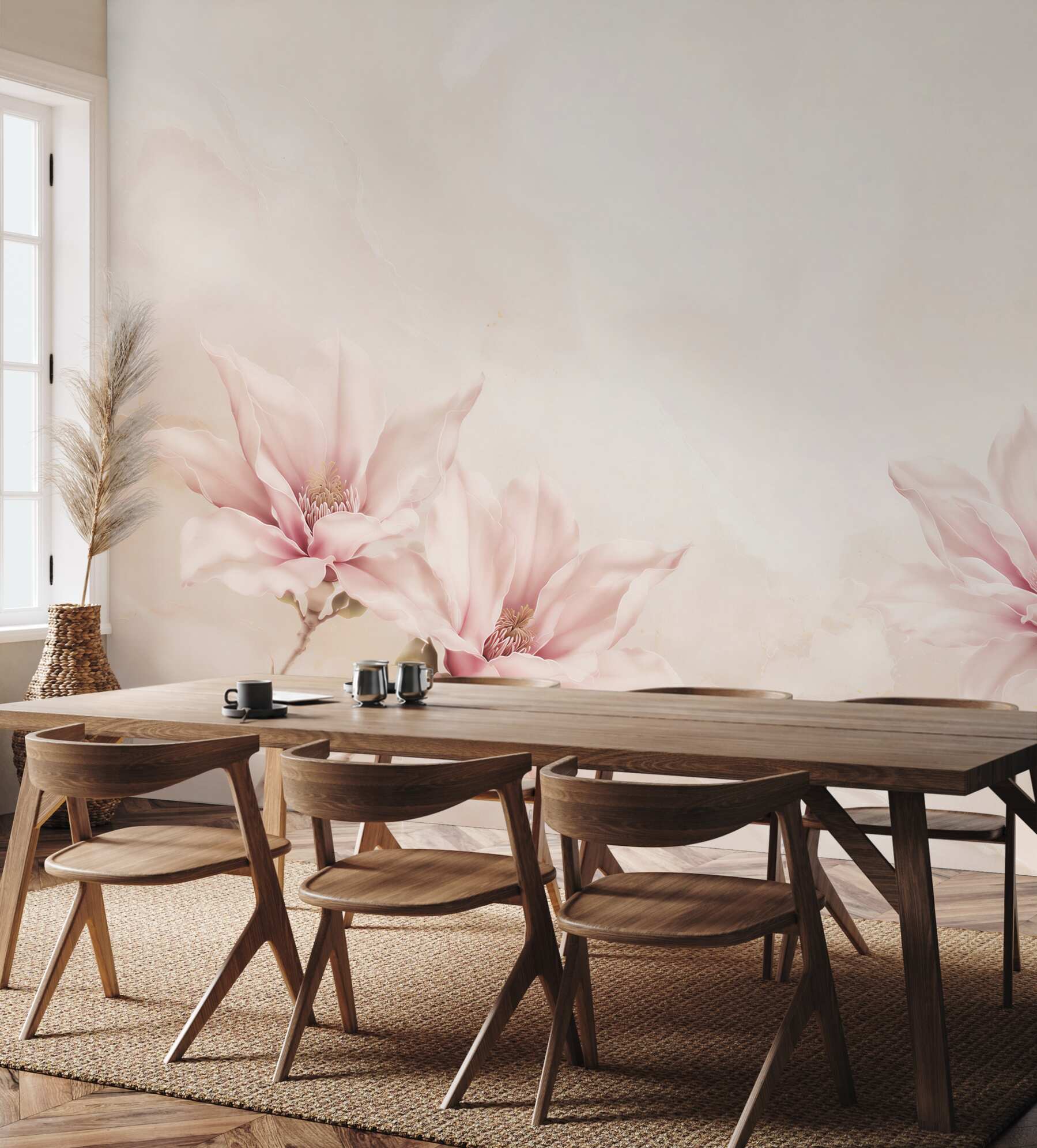 Fototapeta magnolie pudrowy róż na jasnym marmurowym tle?v23