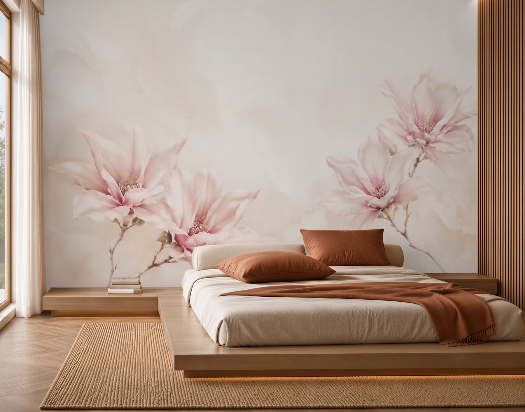 Fototapeta magnolie pudrowy róż na jasnym marmurowym tle?v23