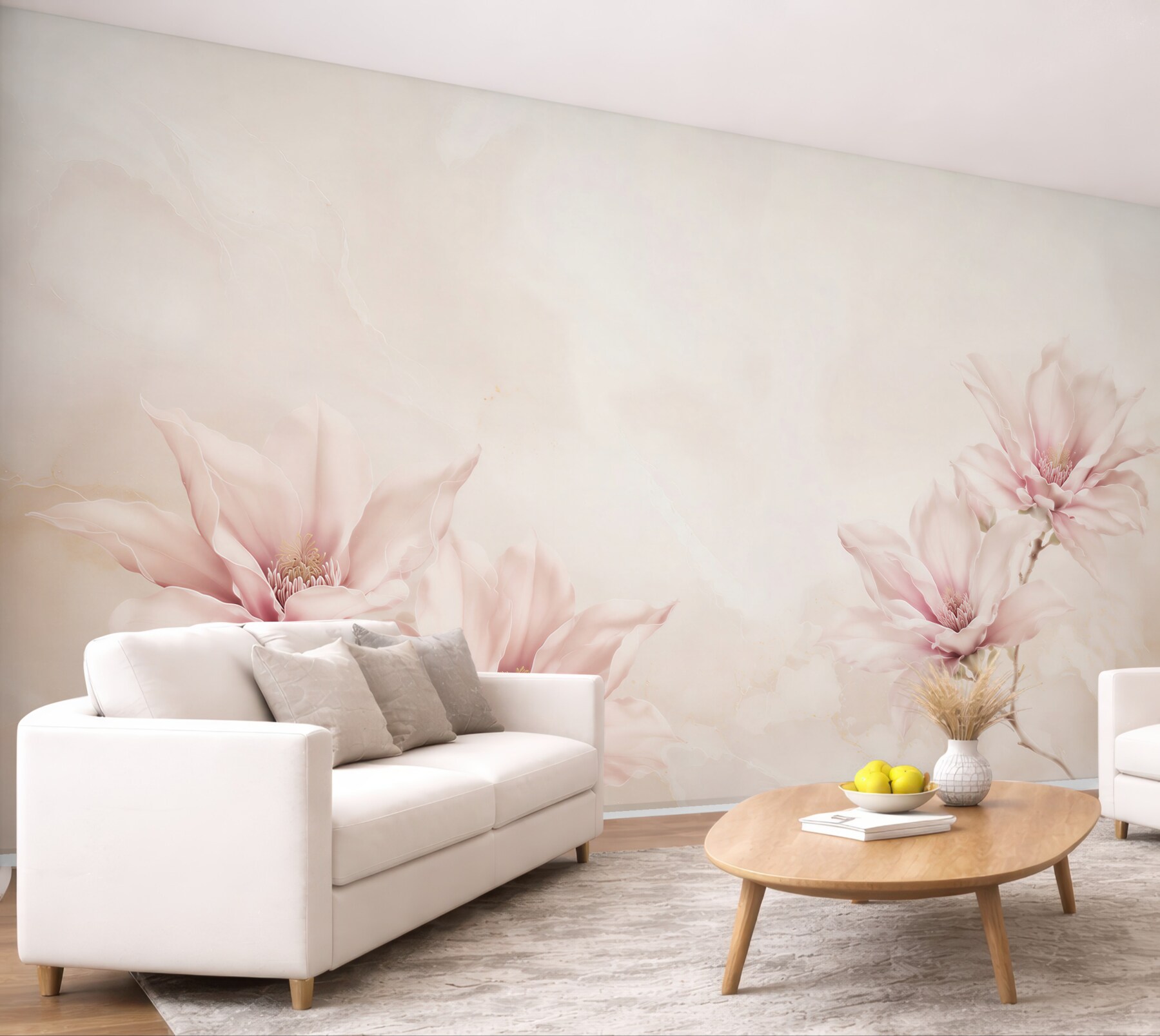 Fototapeta magnolie pudrowy róż na jasnym marmurowym tle?v23