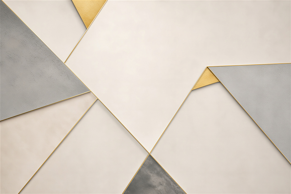 Fototapeta geometryczna abstrakcja beżowo-szara ze złotymi liniami nowoczesna