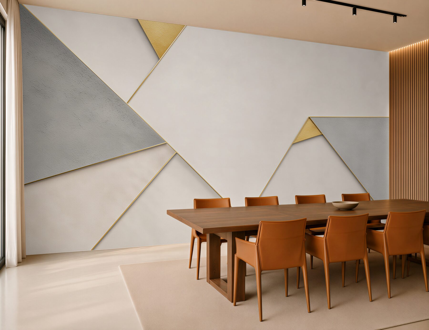 Fototapeta geometryczna abstrakcja beżowo-szara ze złotymi liniami nowoczesna?v23
