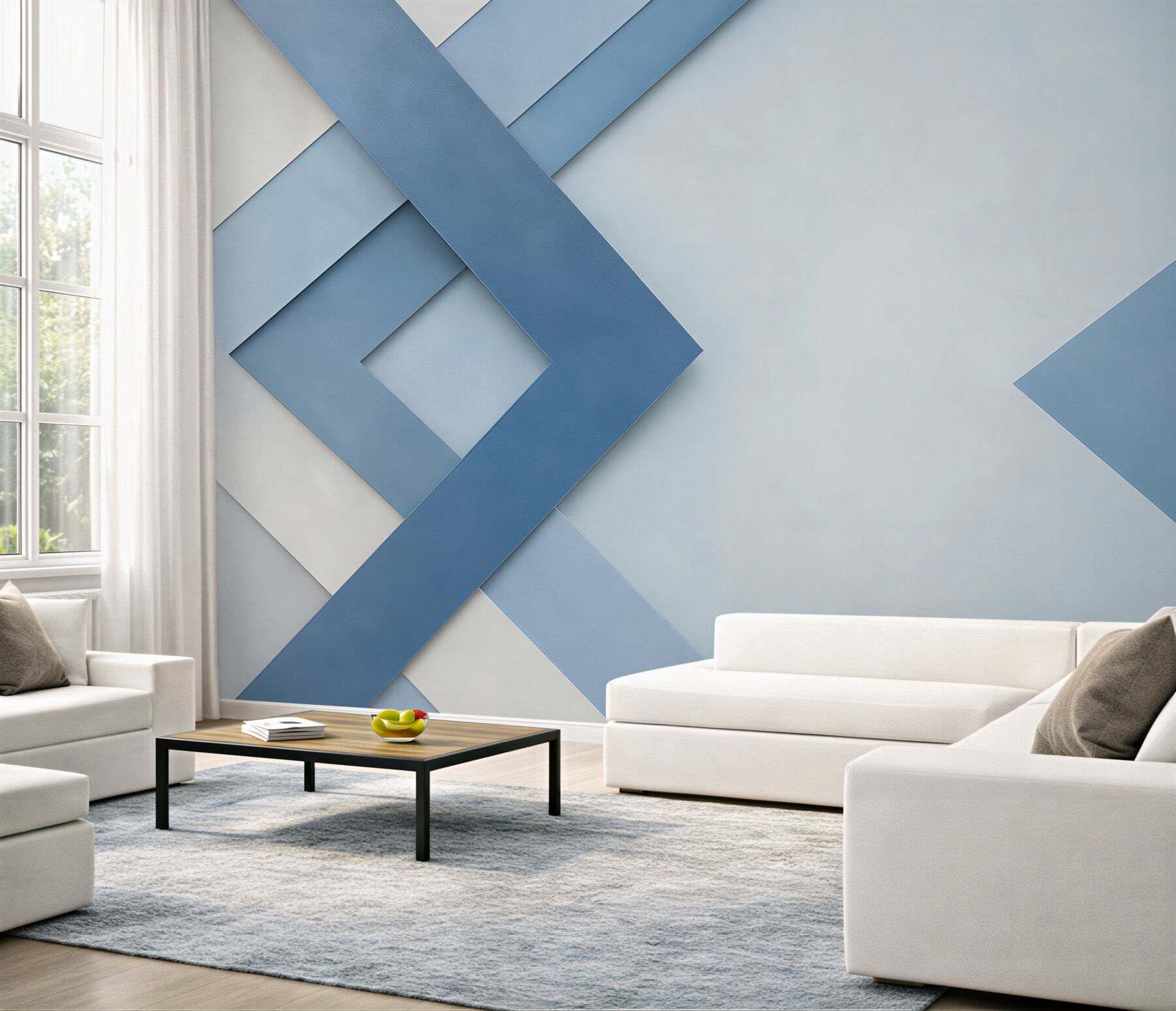 Fototapeta geometryczna abstrakcja niebieskie pasy nowoczesna do biura?v23
