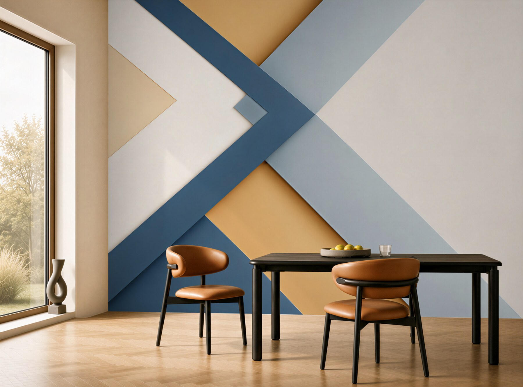 Fototapeta geometryczna abstrakcja granatowo beżowa nowoczesna minimalistyczna?v23