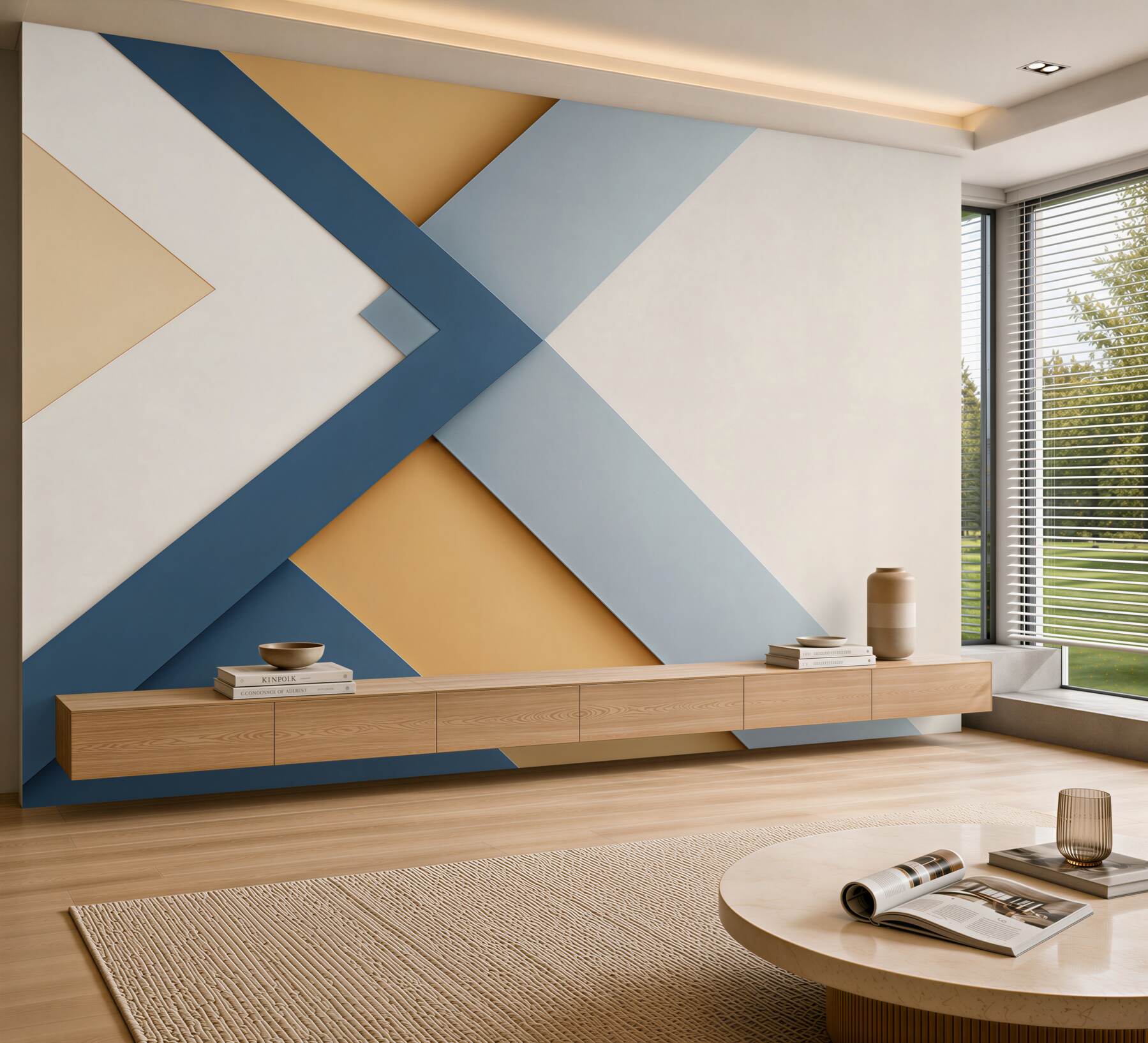 Fototapeta geometryczna abstrakcja granatowo beżowa nowoczesna minimalistyczna?v23