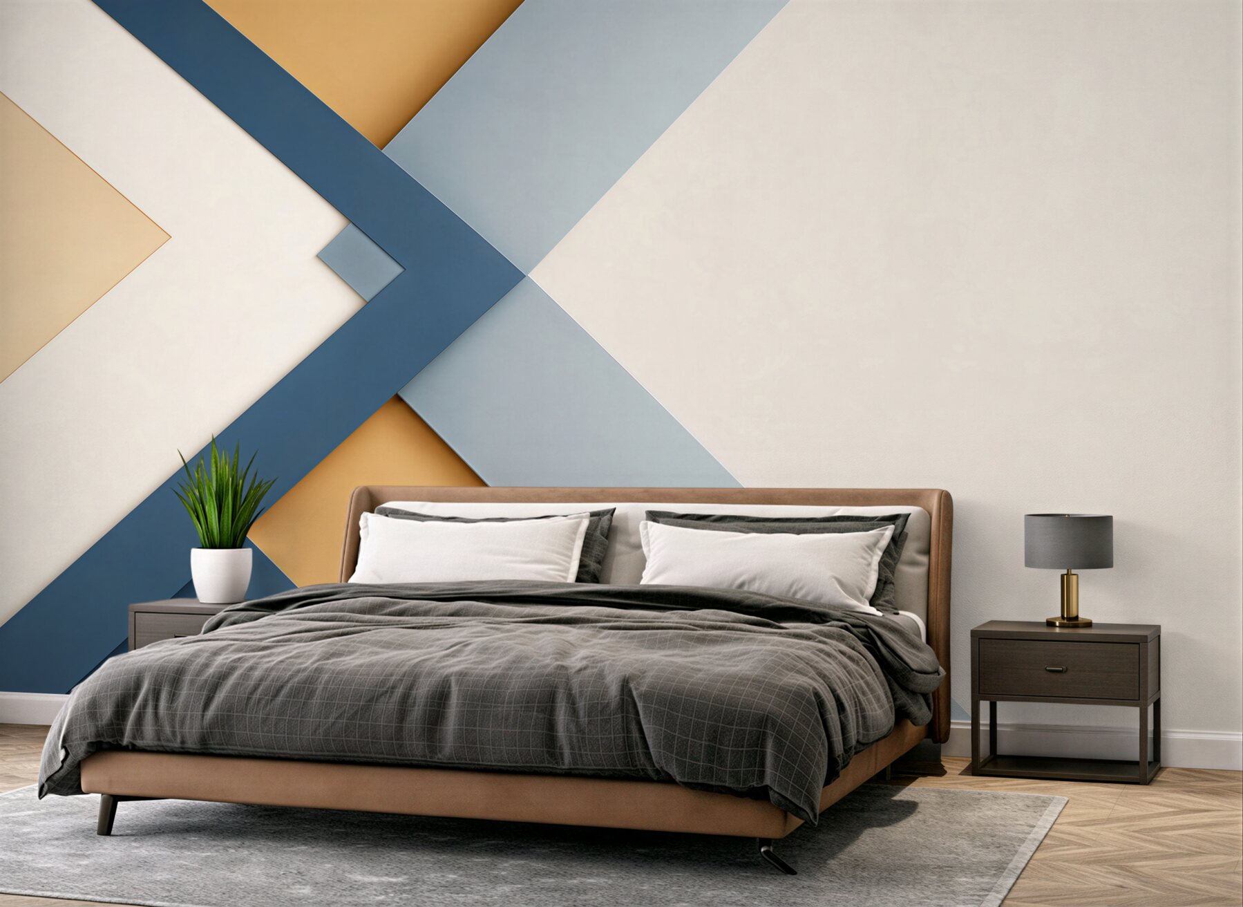 Fototapeta geometryczna abstrakcja granatowo beżowa nowoczesna minimalistyczna?v23