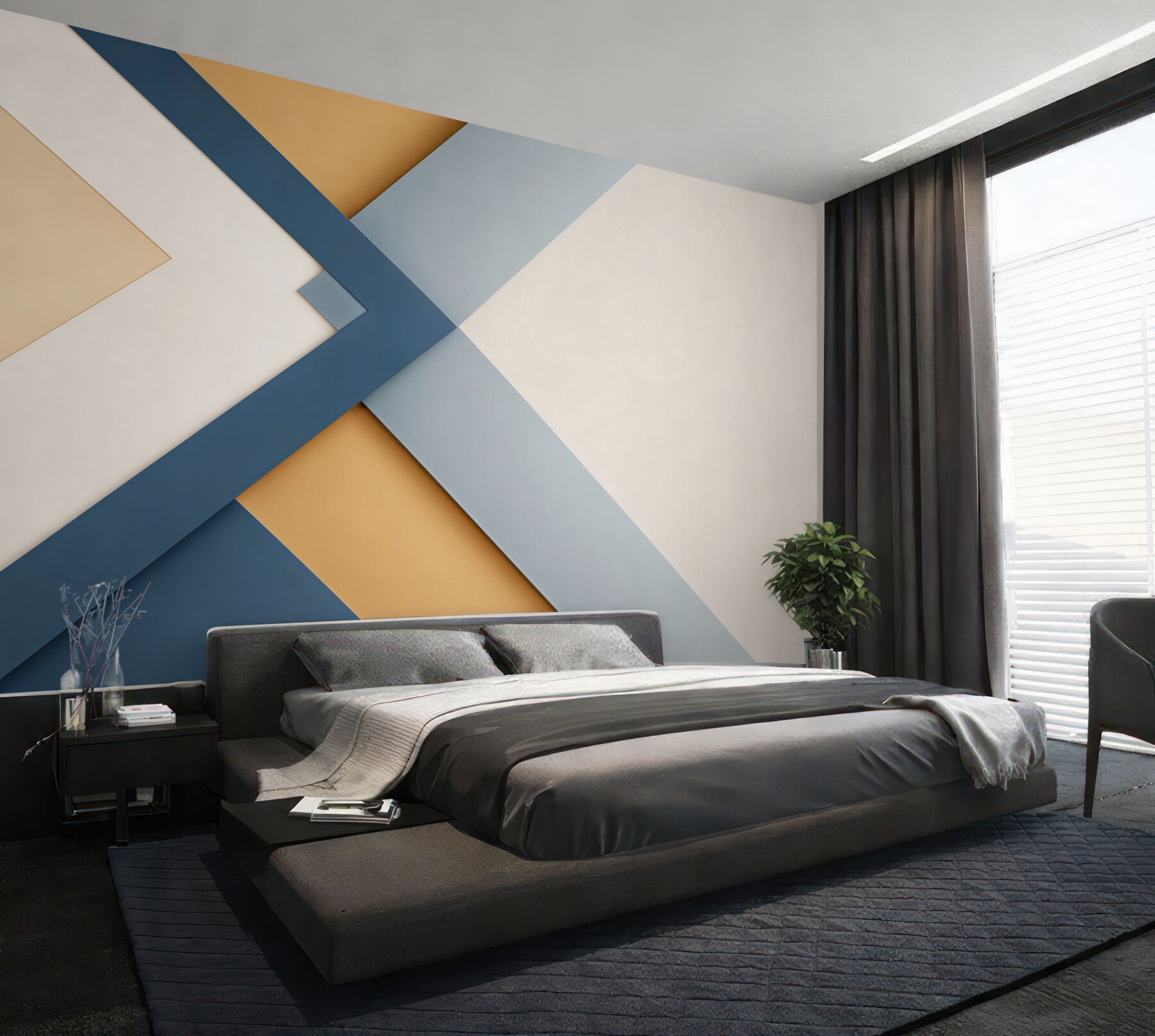 Fototapeta geometryczna abstrakcja granatowo beżowa nowoczesna minimalistyczna?v23