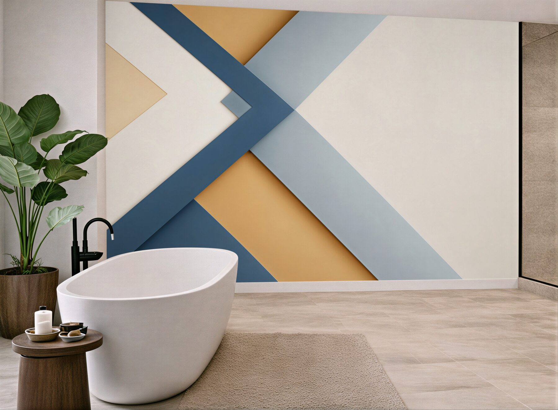 Fototapeta geometryczna abstrakcja granatowo beżowa nowoczesna minimalistyczna?v23