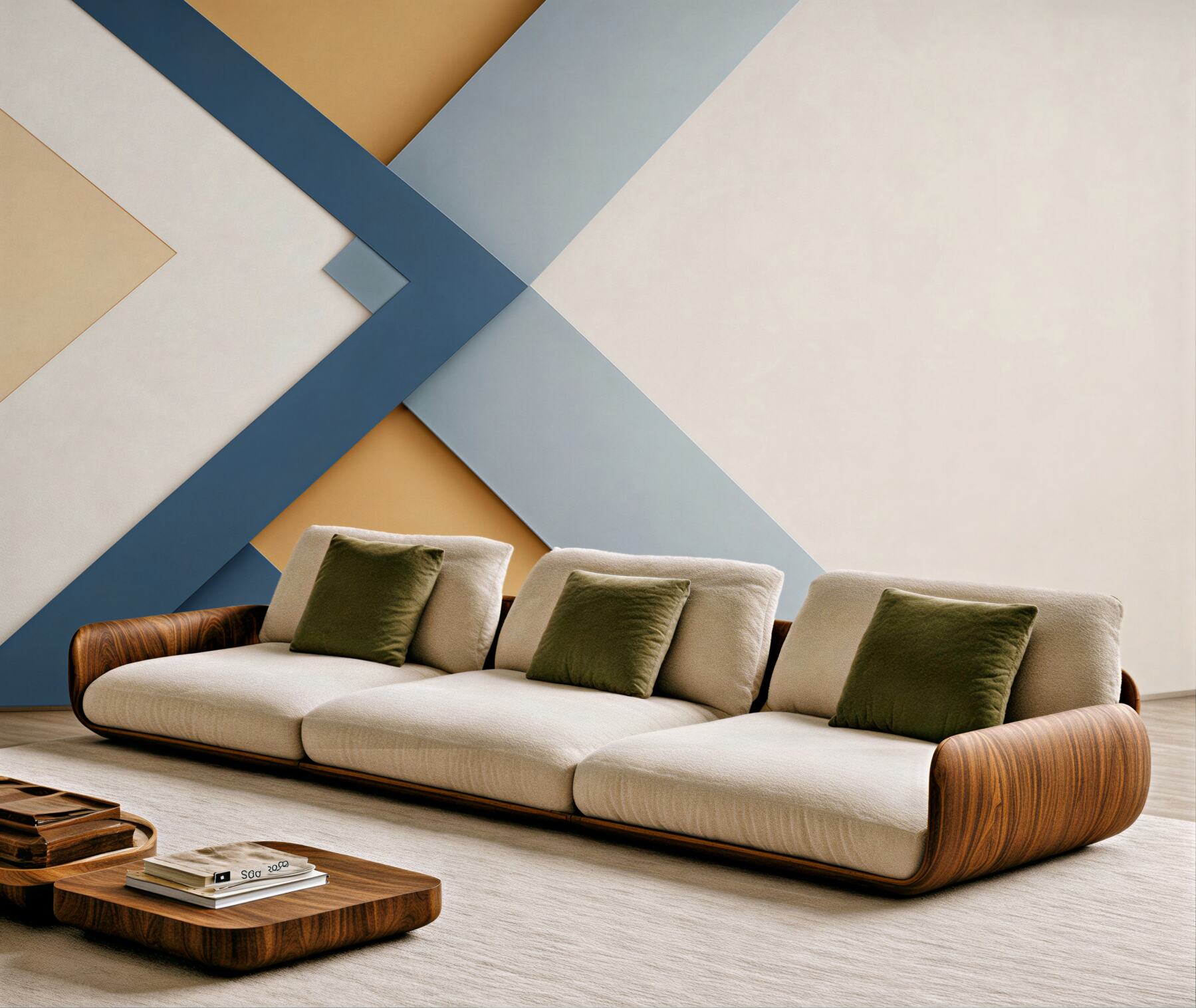 Fototapeta geometryczna abstrakcja granatowo beżowa nowoczesna minimalistyczna?v23