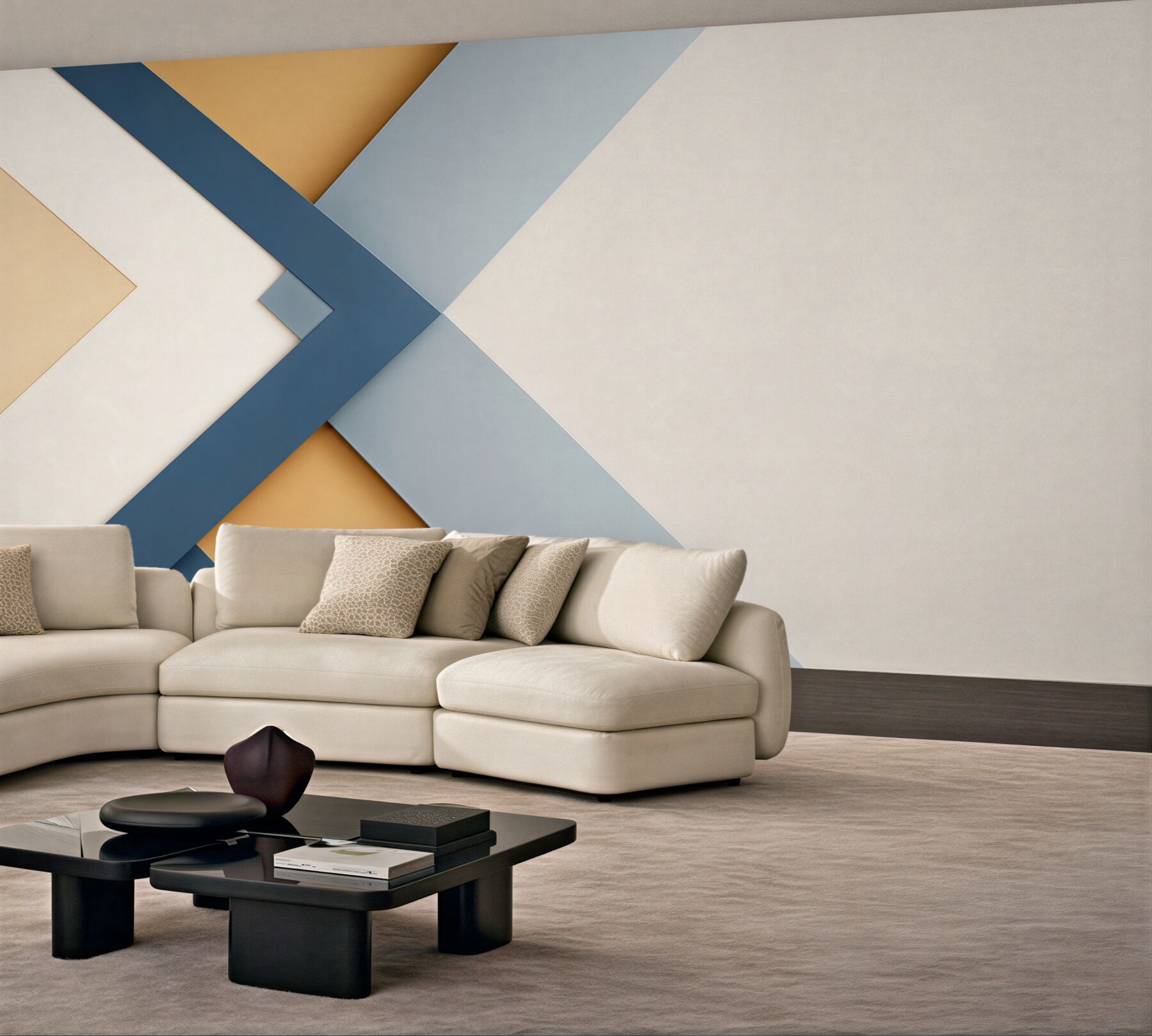Fototapeta geometryczna abstrakcja granatowo beżowa nowoczesna minimalistyczna?v23