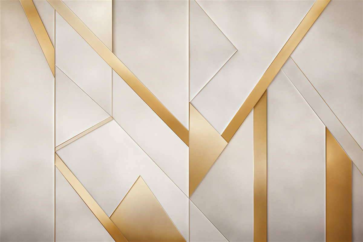 Fototapeta geometryczne panele biało złote nowoczesne art déco