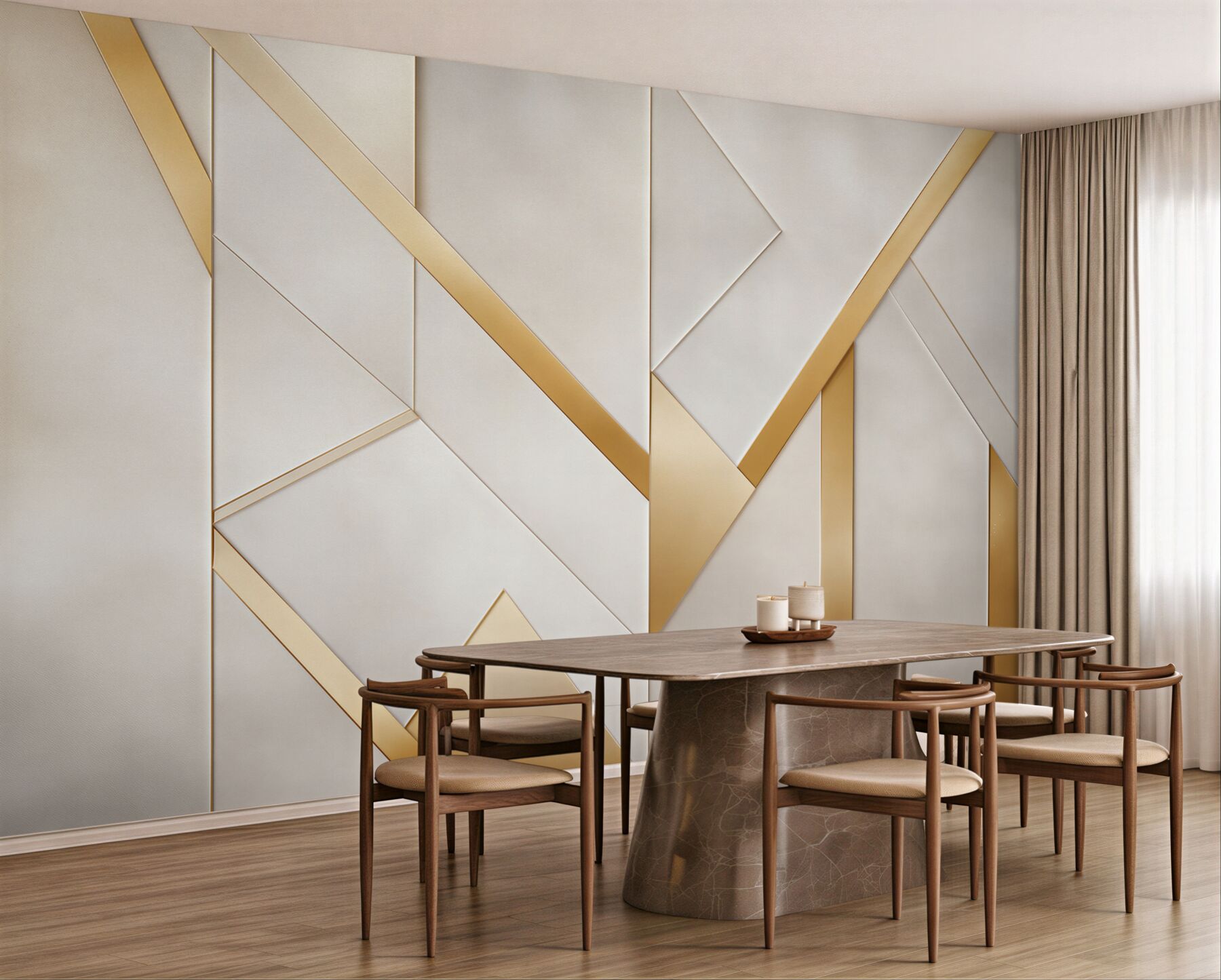 Fototapeta geometryczne panele biało złote nowoczesne art déco?v23
