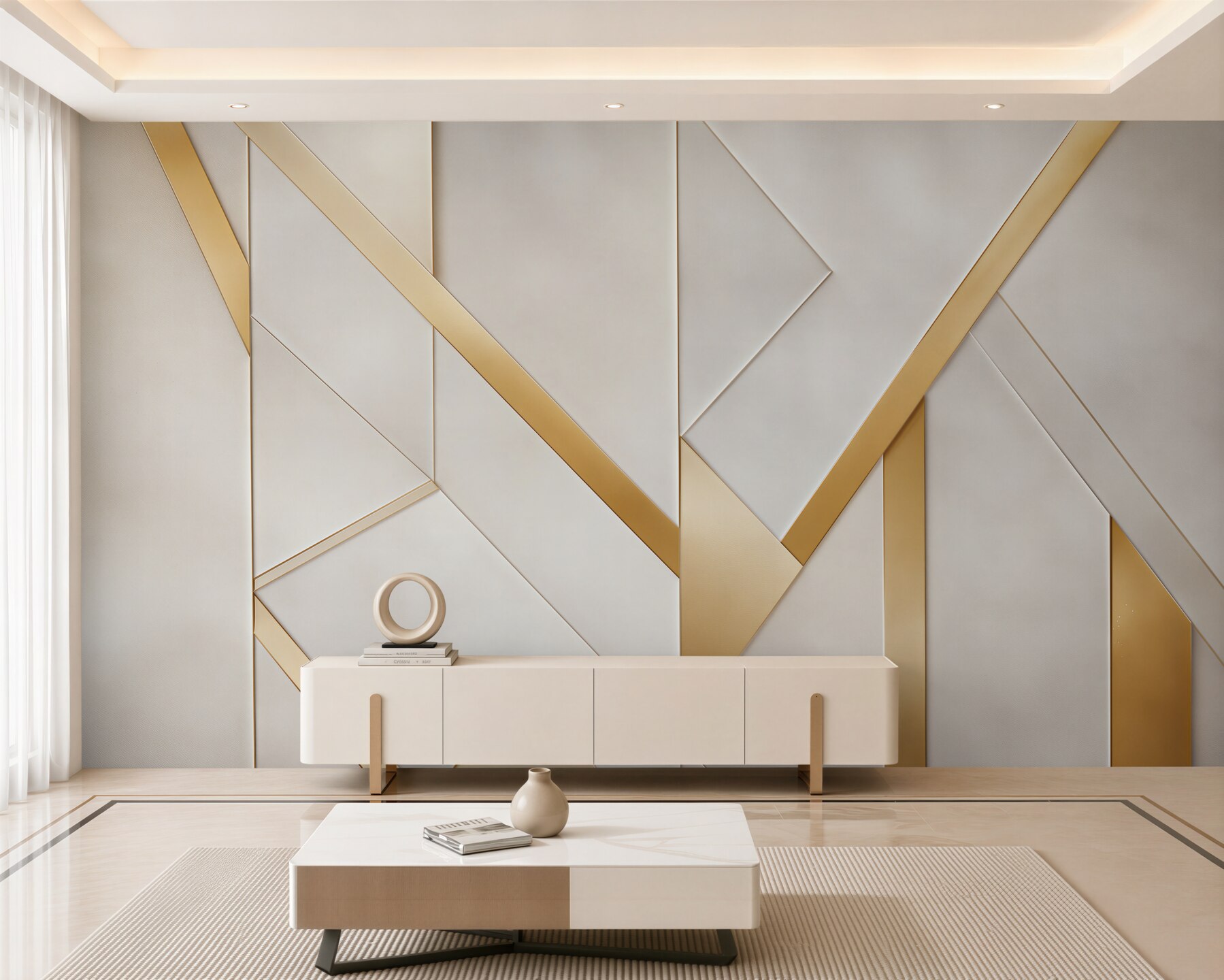 Fototapeta geometryczne panele biało złote nowoczesne art déco?v23