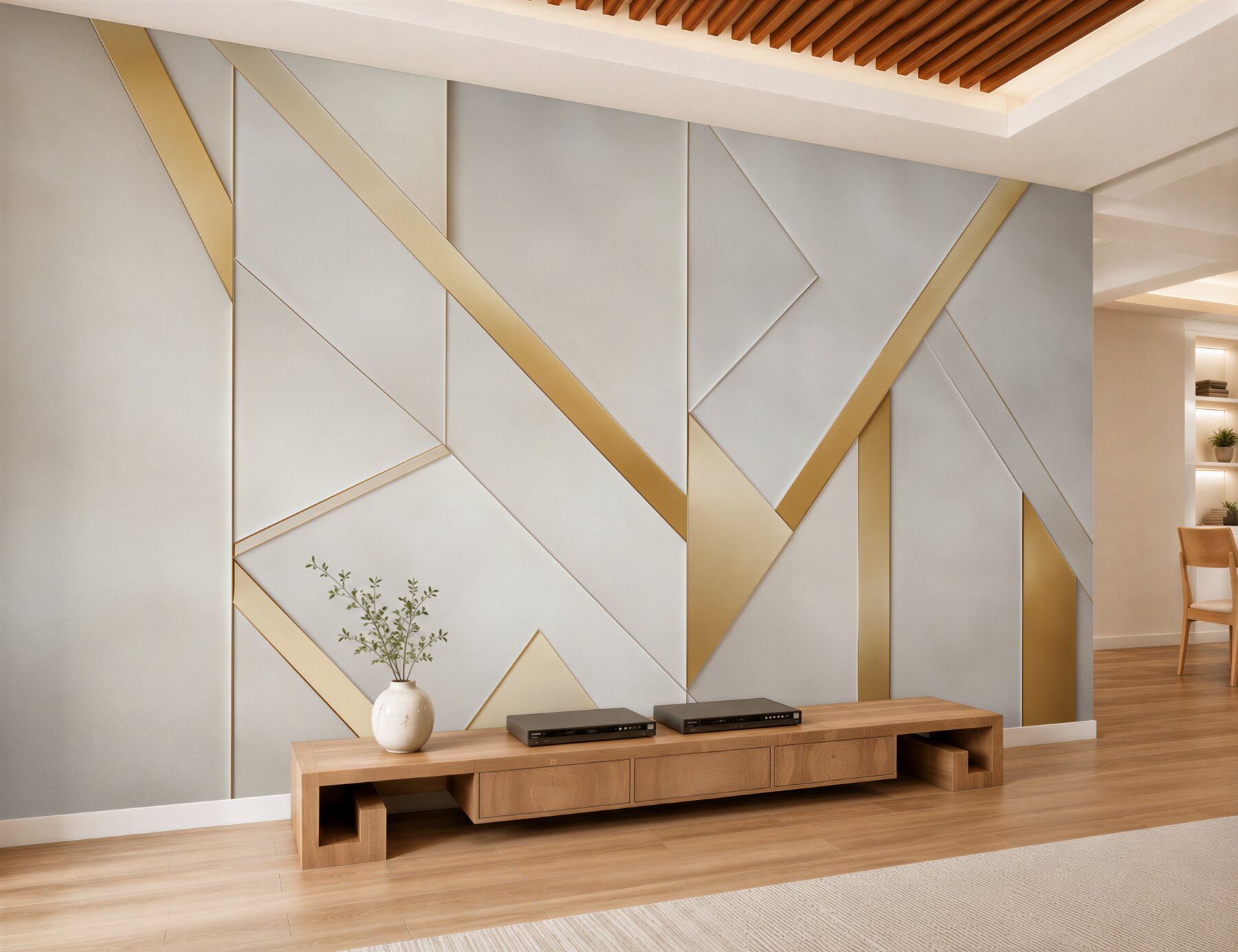 Fototapeta geometryczne panele biało złote nowoczesne art déco?v23
