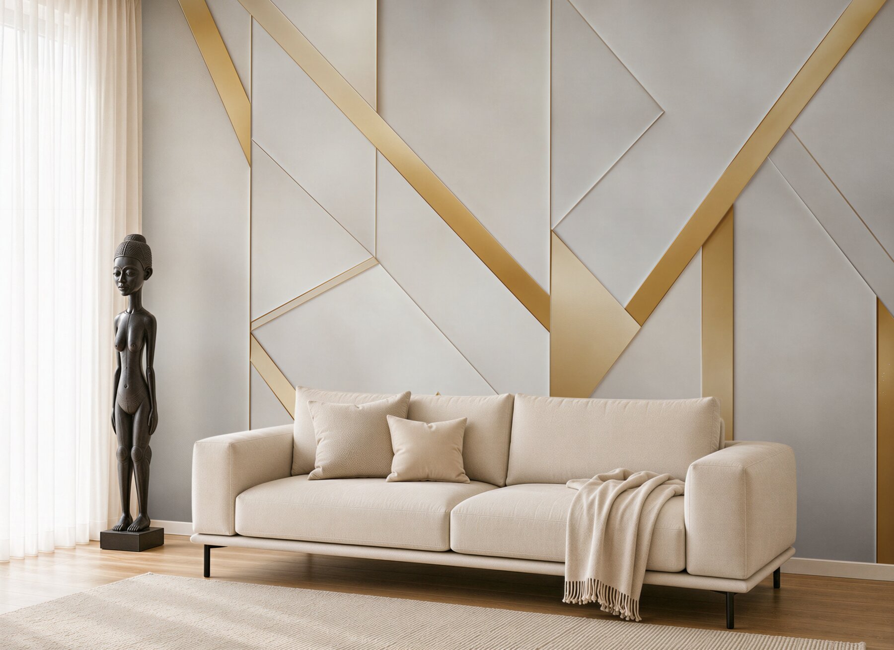 Fototapeta geometryczne panele biało złote nowoczesne art déco?v23