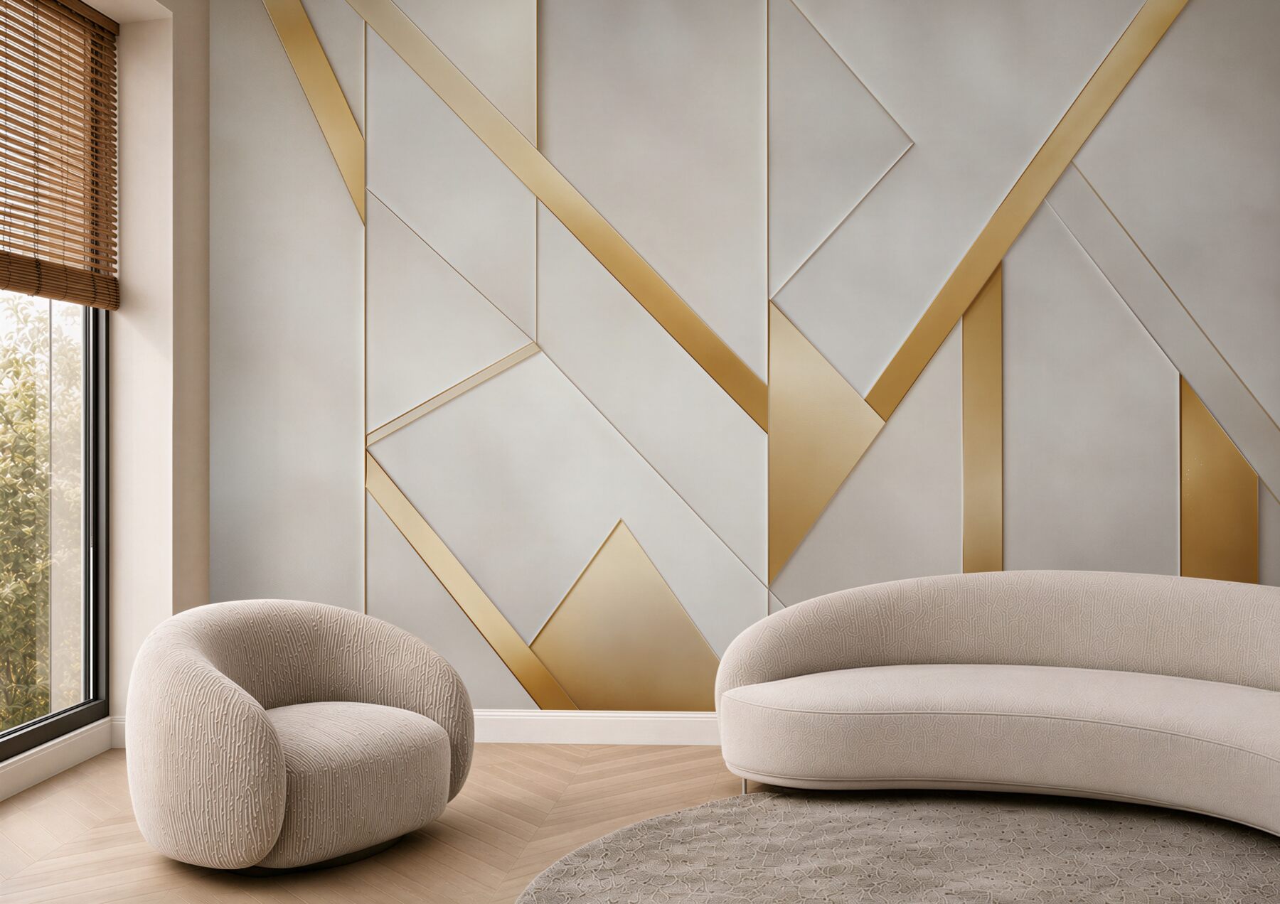 Fototapeta geometryczne panele biało złote nowoczesne art déco?v23