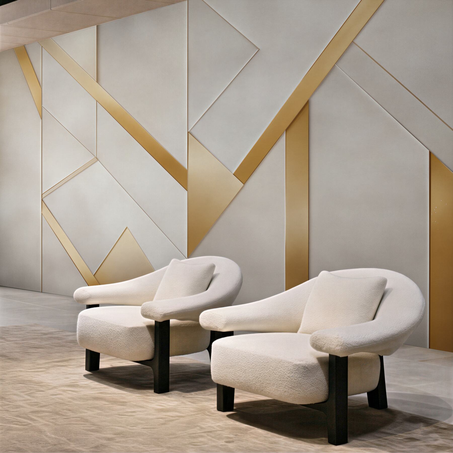 Fototapeta geometryczne panele biało złote nowoczesne art déco?v23