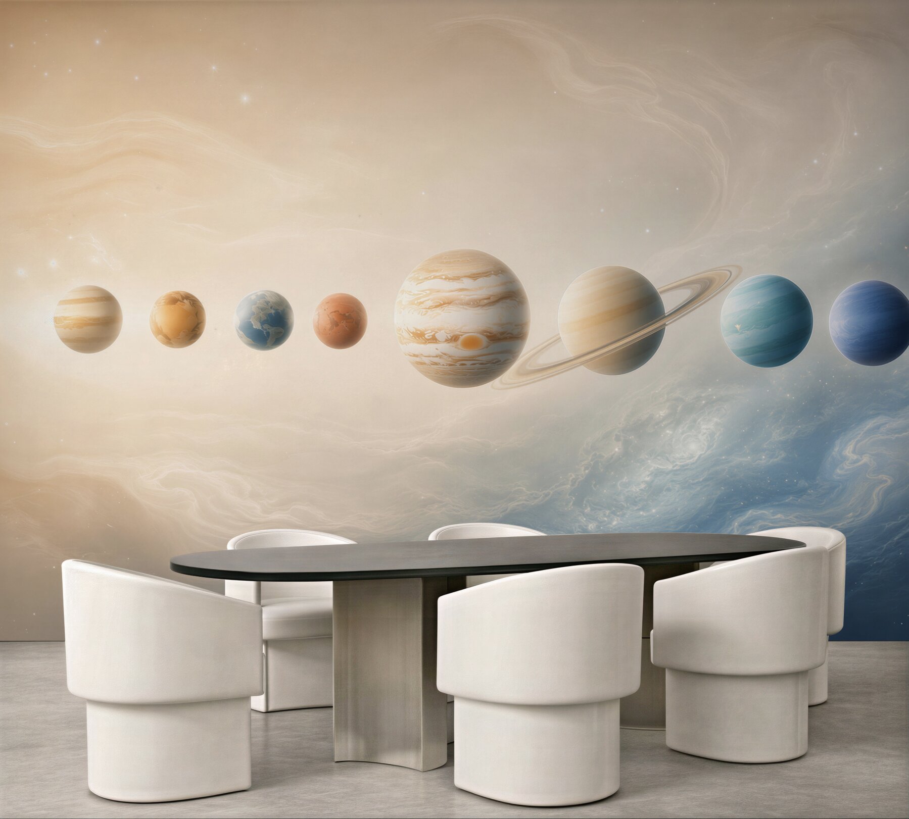 Fototapeta układ planet w kosmosie pastelowa dla dzieci i młodzieży?v23