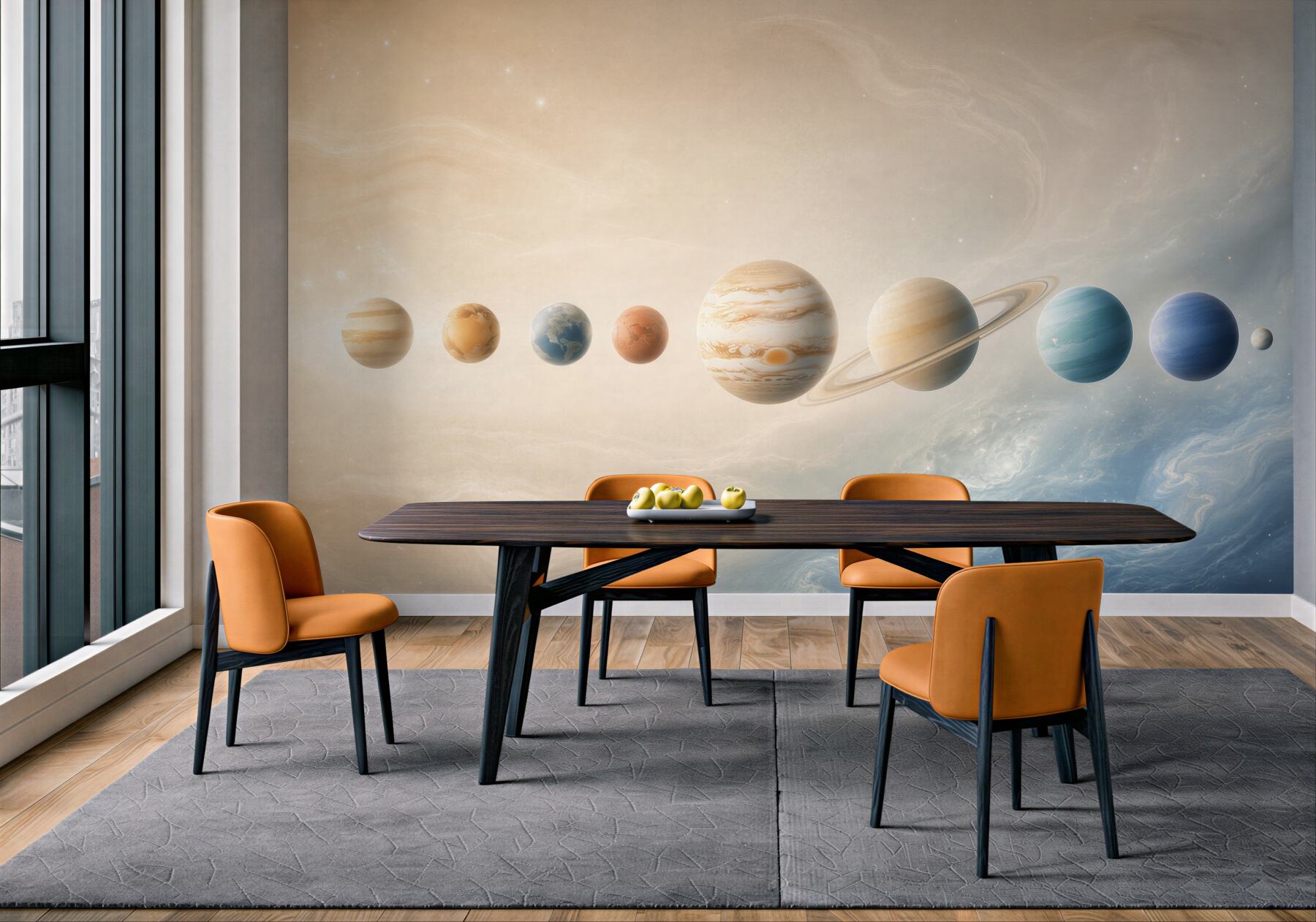 Fototapeta układ planet w kosmosie pastelowa dla dzieci i młodzieży?v23