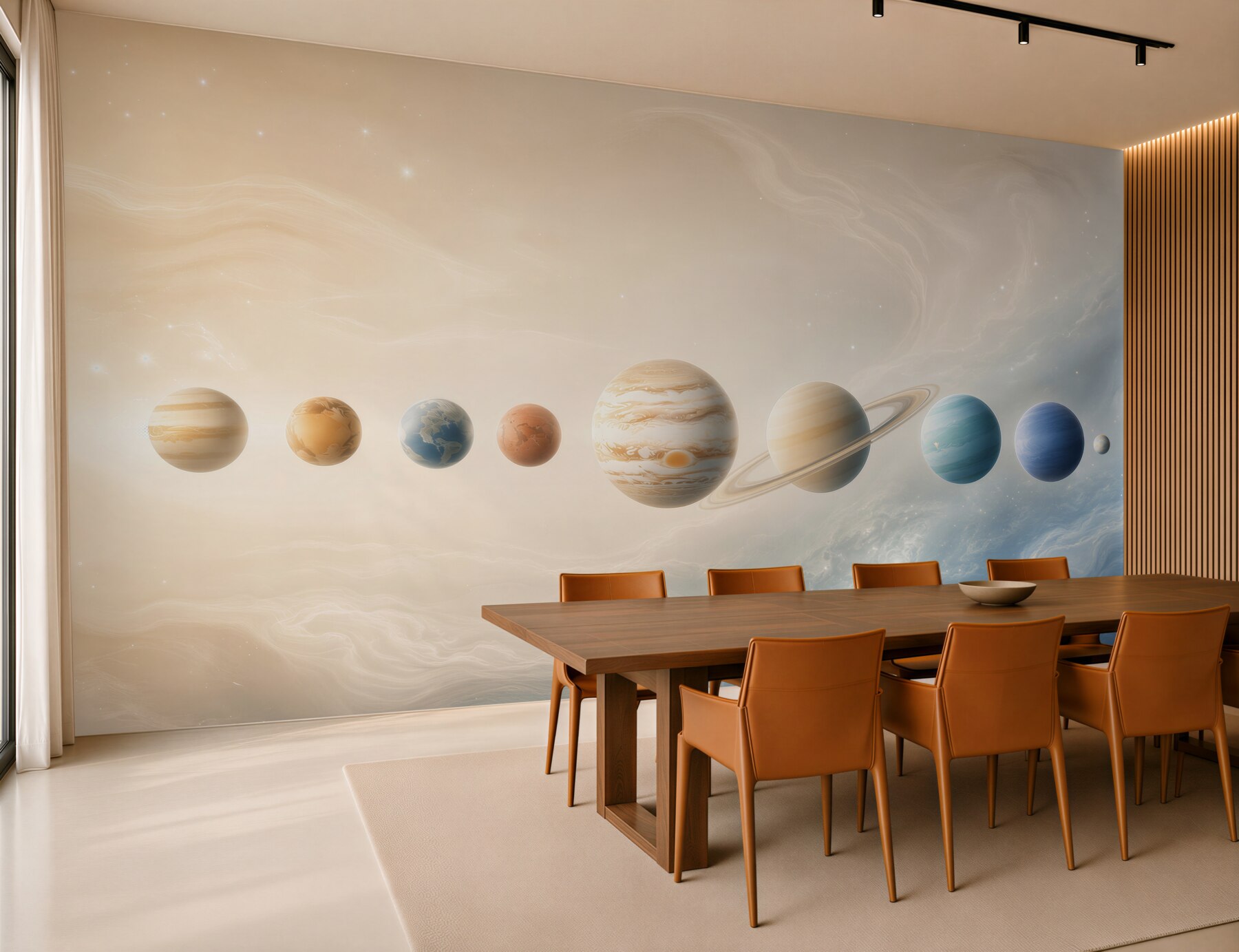 Fototapeta układ planet w kosmosie pastelowa dla dzieci i młodzieży?v23