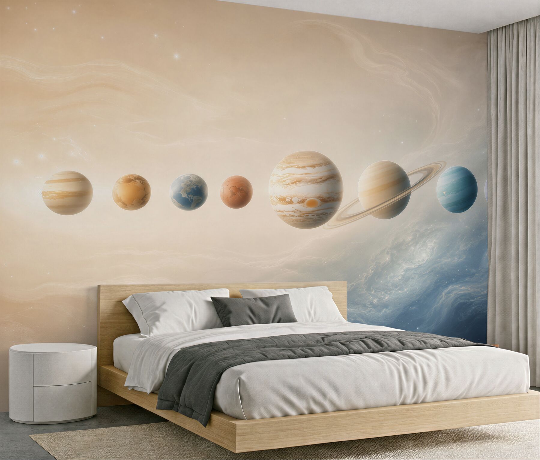 Fototapeta układ planet w kosmosie pastelowa dla dzieci i młodzieży?v23