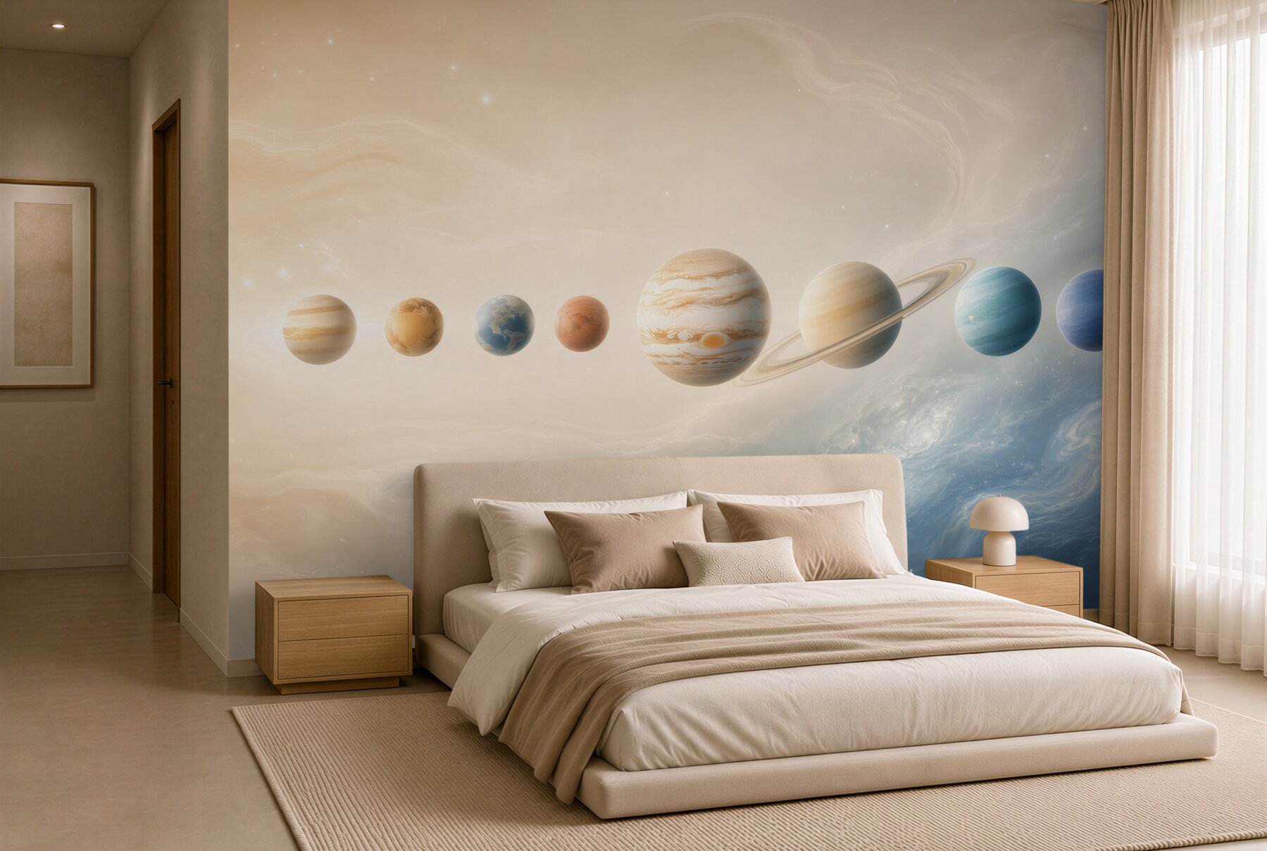 Fototapeta układ planet w kosmosie pastelowa dla dzieci i młodzieży?v23