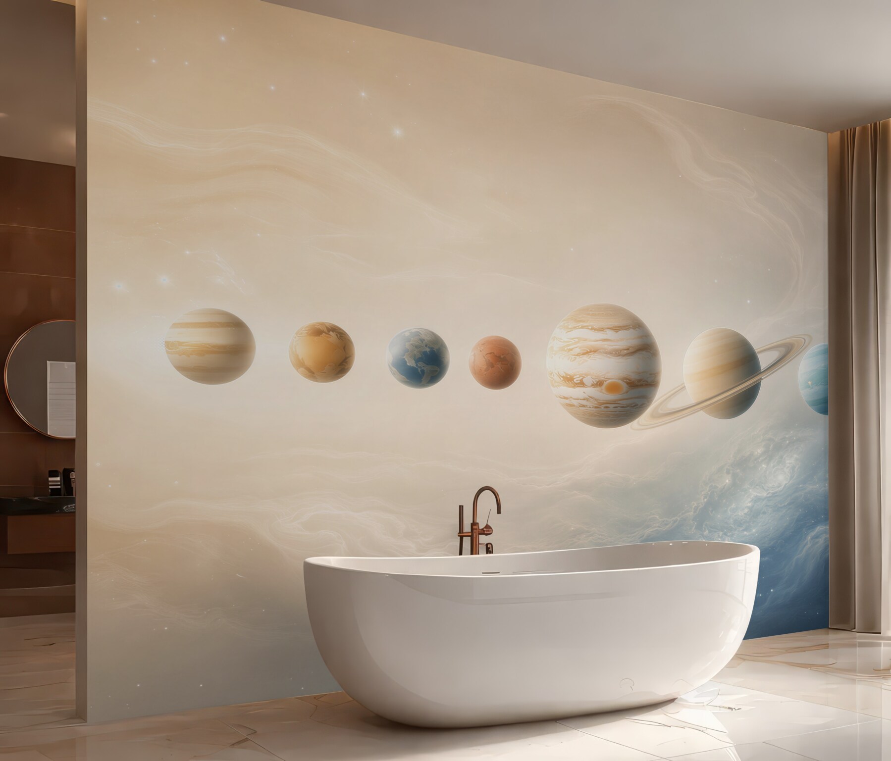 Fototapeta układ planet w kosmosie pastelowa dla dzieci i młodzieży?v23