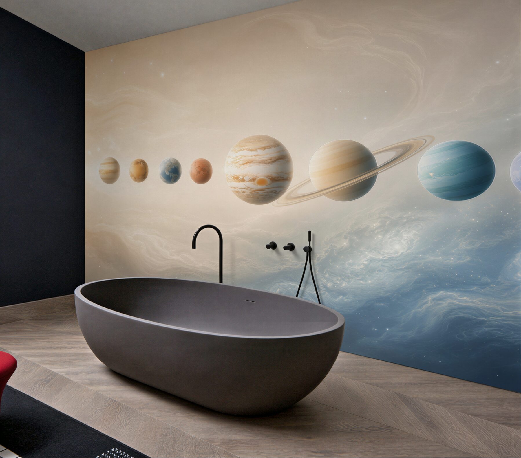 Fototapeta układ planet w kosmosie pastelowa dla dzieci i młodzieży?v23