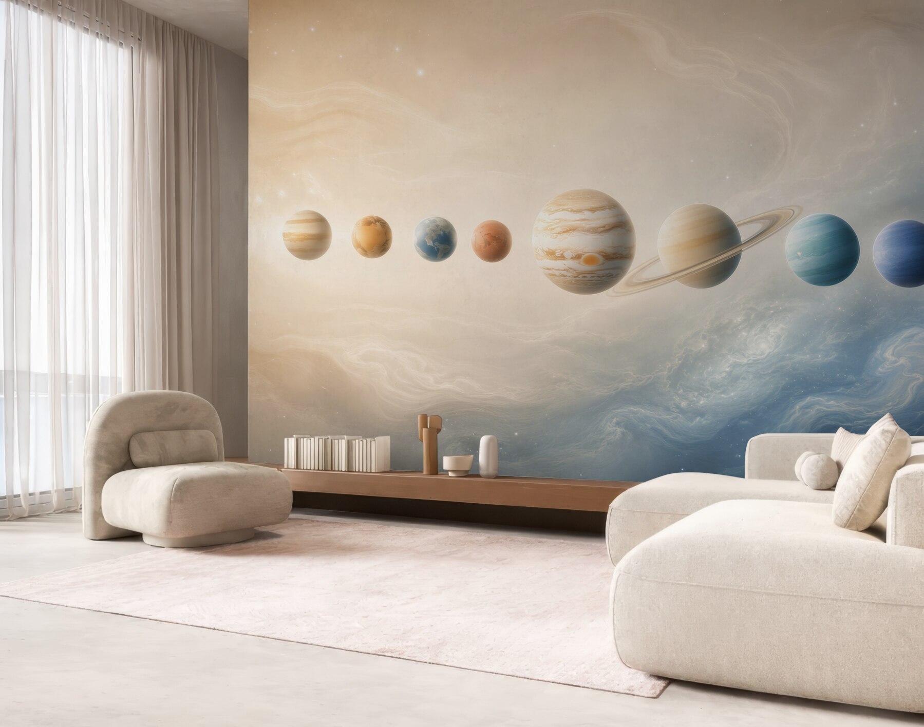 Fototapeta układ planet w kosmosie pastelowa dla dzieci i młodzieży?v23