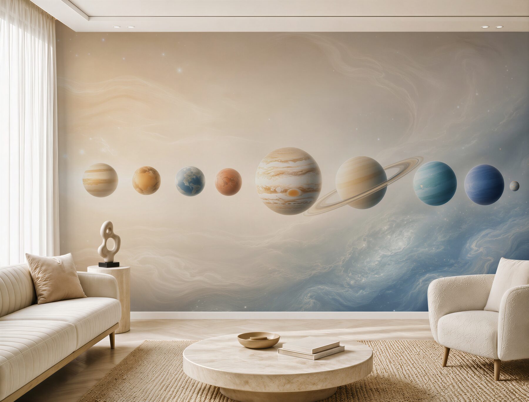 Fototapeta układ planet w kosmosie pastelowa dla dzieci i młodzieży?v23