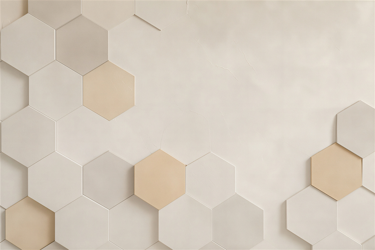 Fototapeta geometryczne heksagony beżowe nowoczesny wzór 3D minimalistyczny